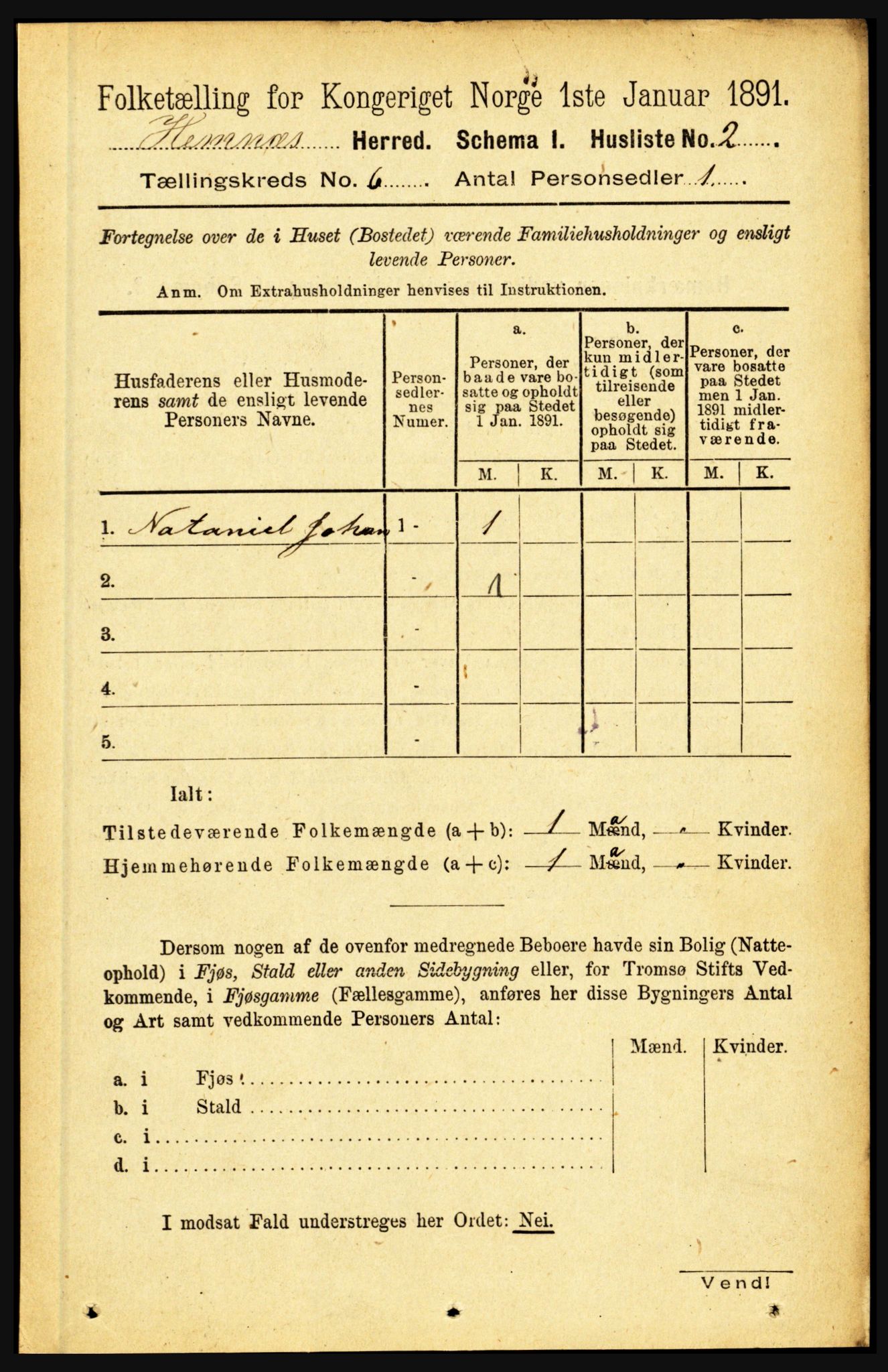 RA, 1891 census for 1832 Hemnes, 1891, p. 2890