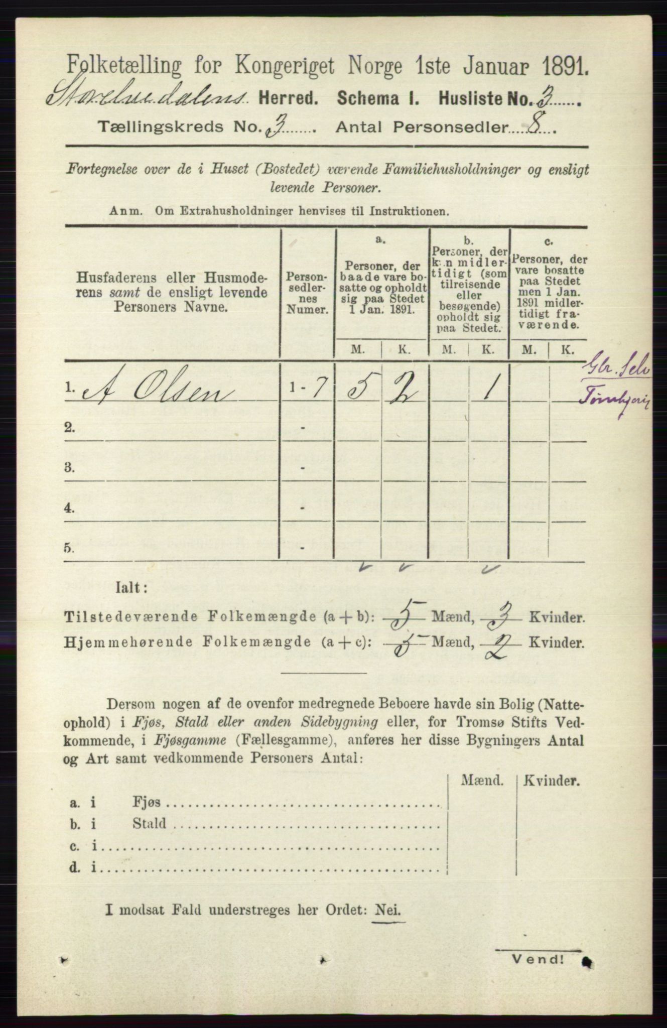 RA, 1891 census for 0430 Stor-Elvdal, 1891, p. 764