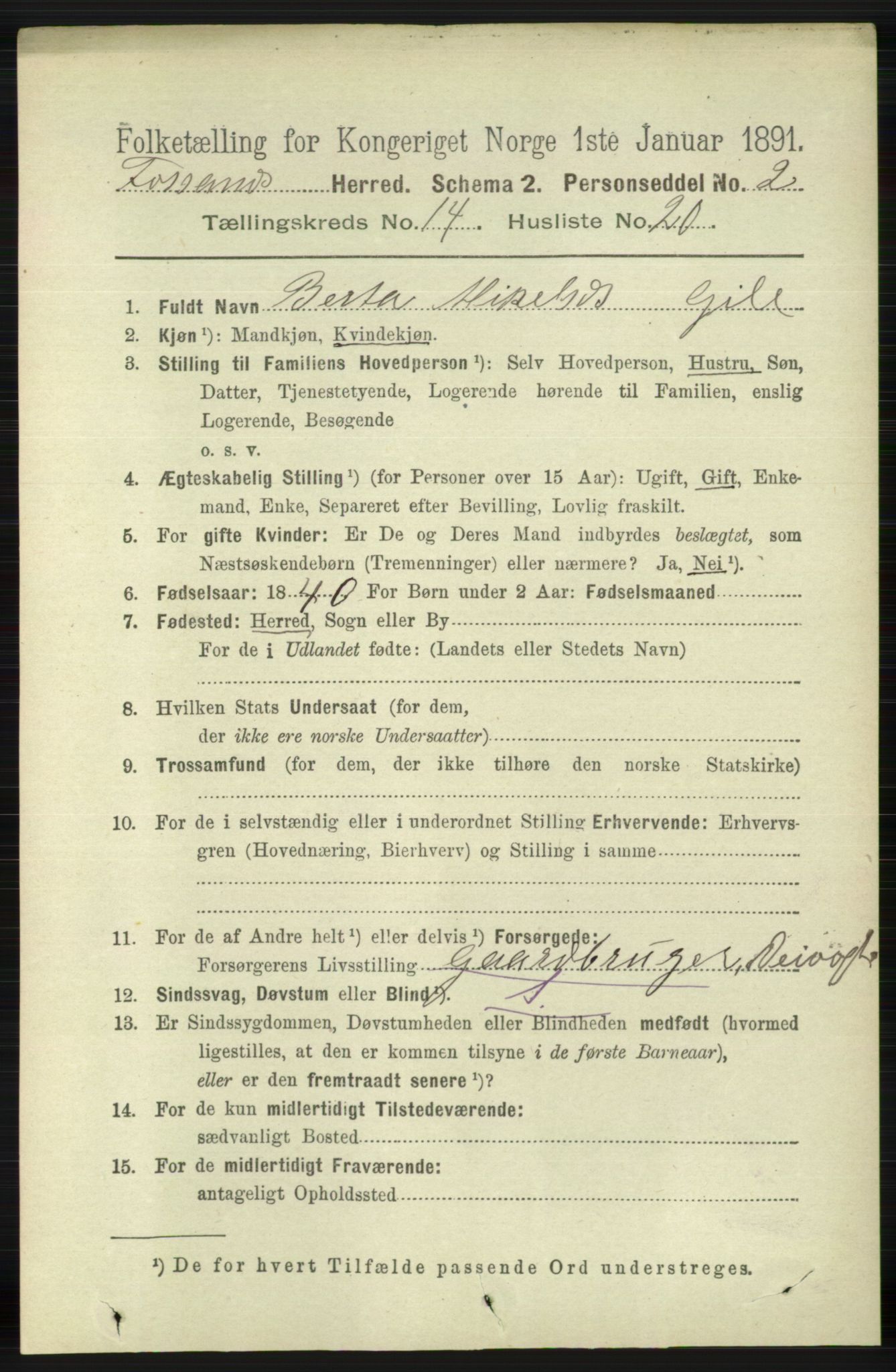 RA, 1891 census for 1129 Forsand, 1891, p. 2361