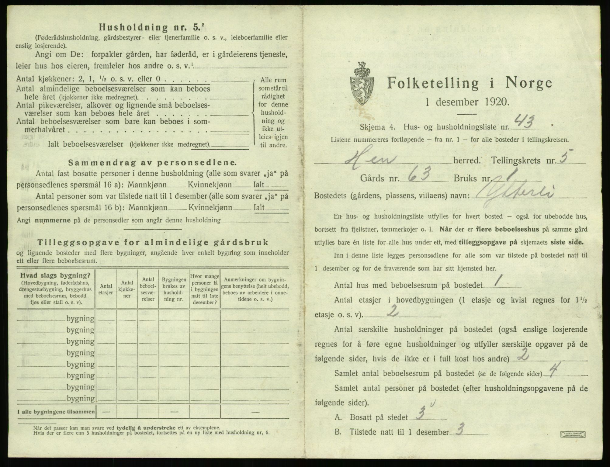 SAT, 1920 census for Hen, 1920, p. 462