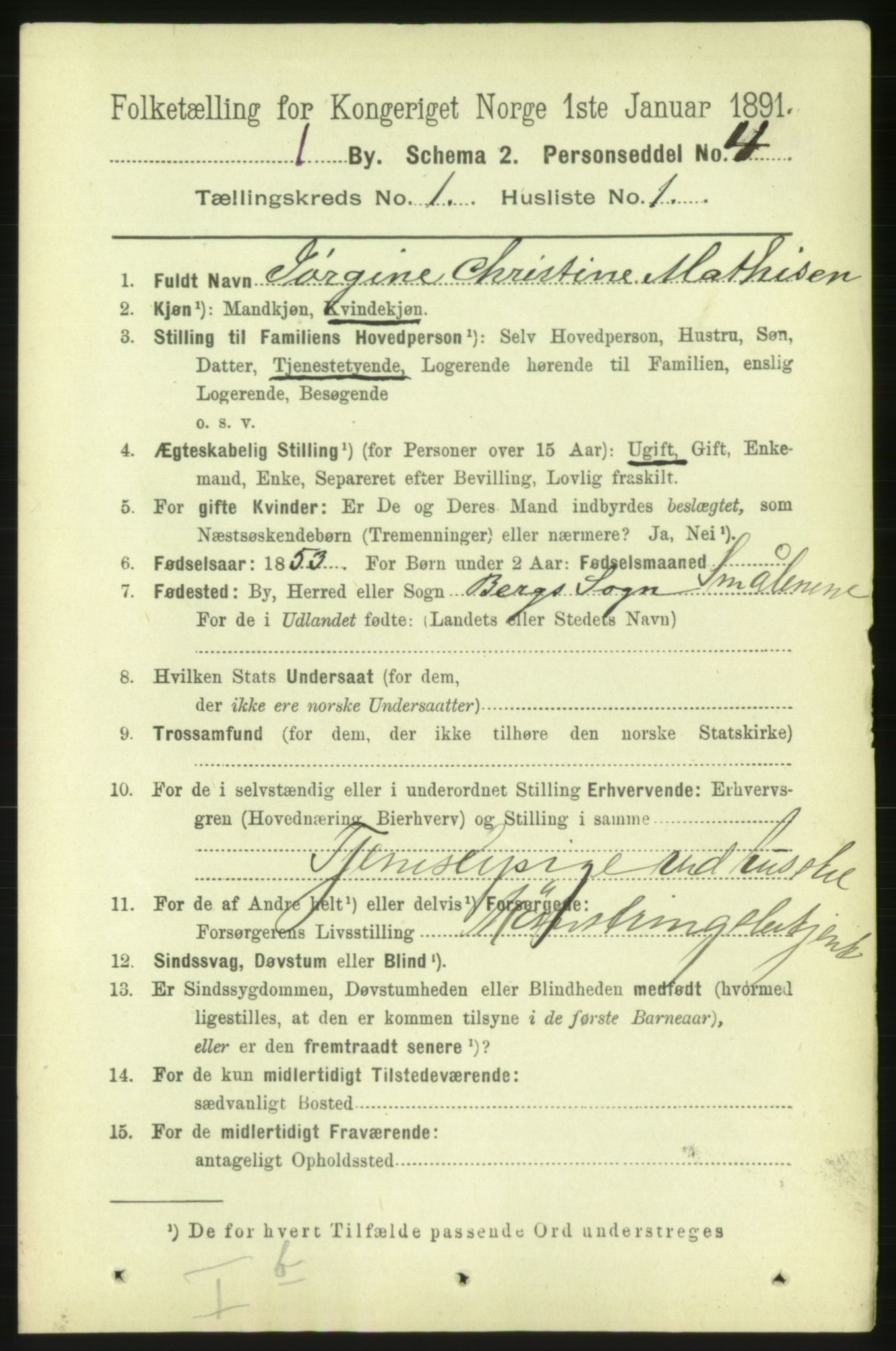 RA, 1891 census for 0101 Fredrikshald, 1891, p. 1962