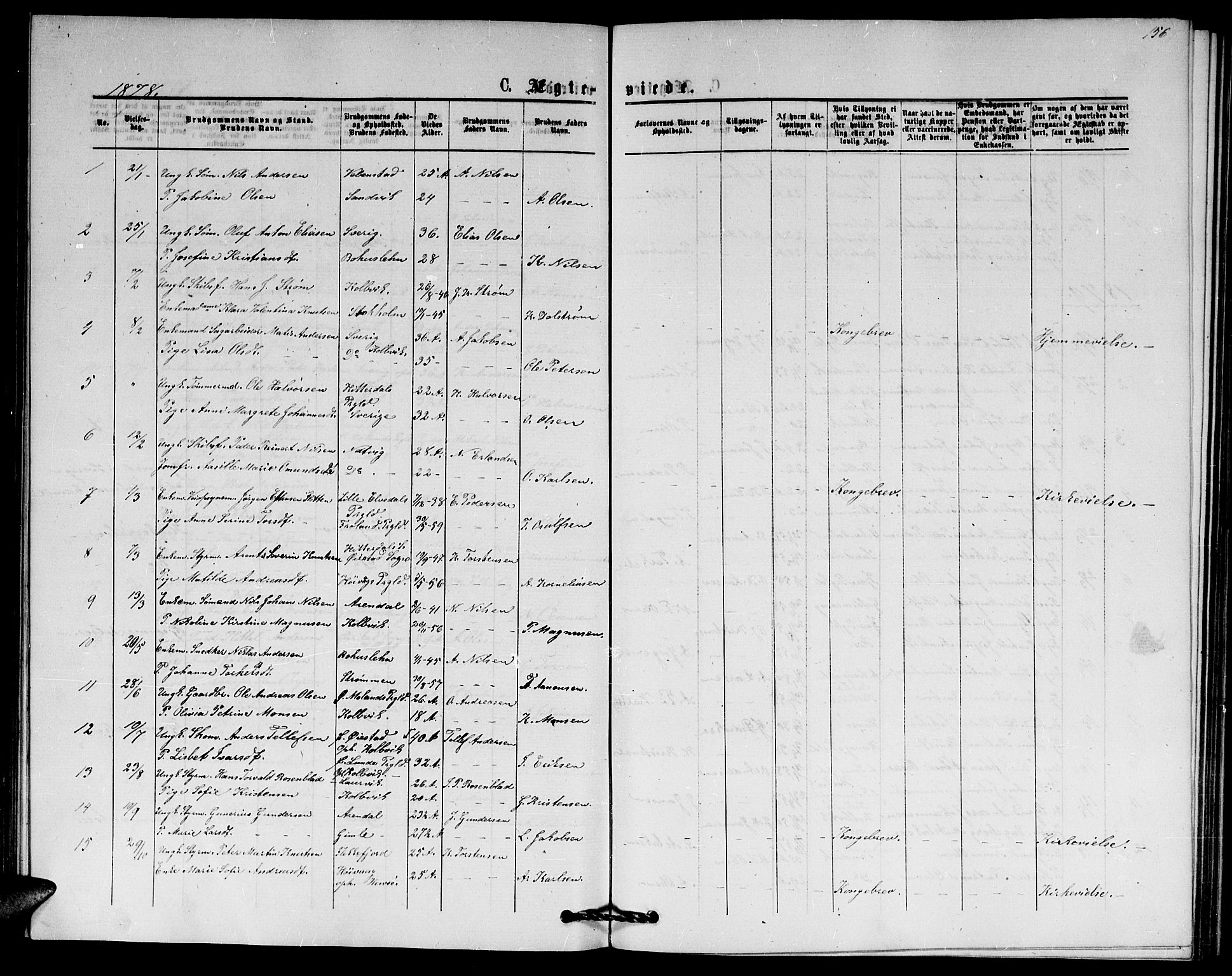Hisøy sokneprestkontor, SAK/1111-0020/F/Fb/L0002: Parish register (copy) no. B 2, 1873-1885, p. 156