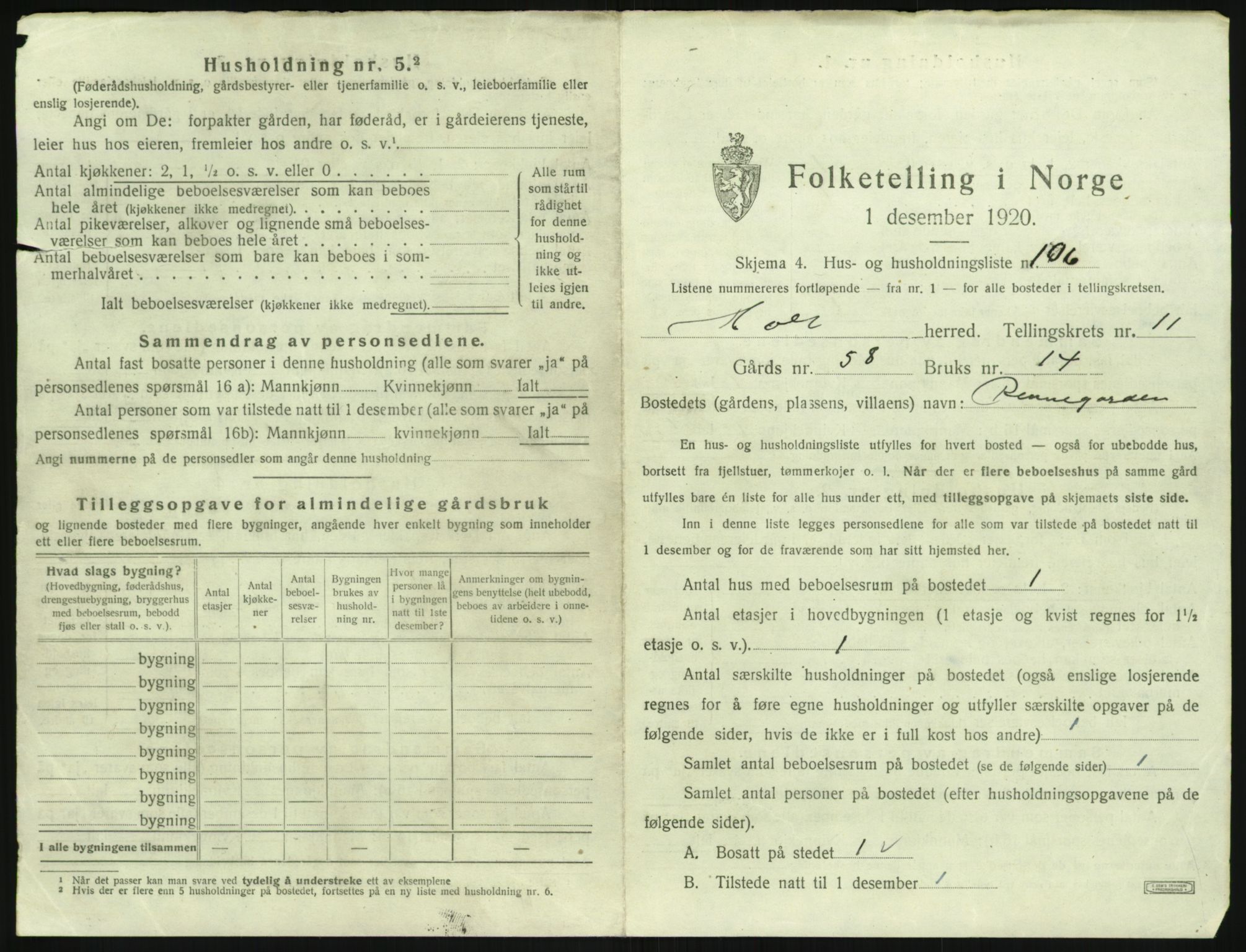 SAK, 1920 census for Holt, 1920, p. 1242