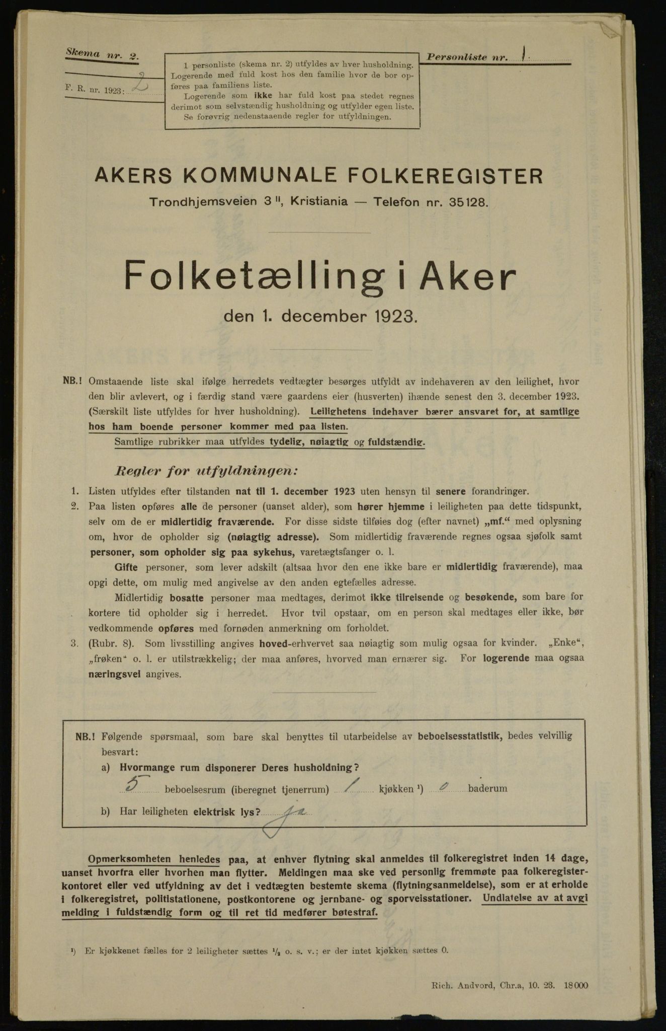 , Municipal Census 1923 for Aker, 1923, p. 36669