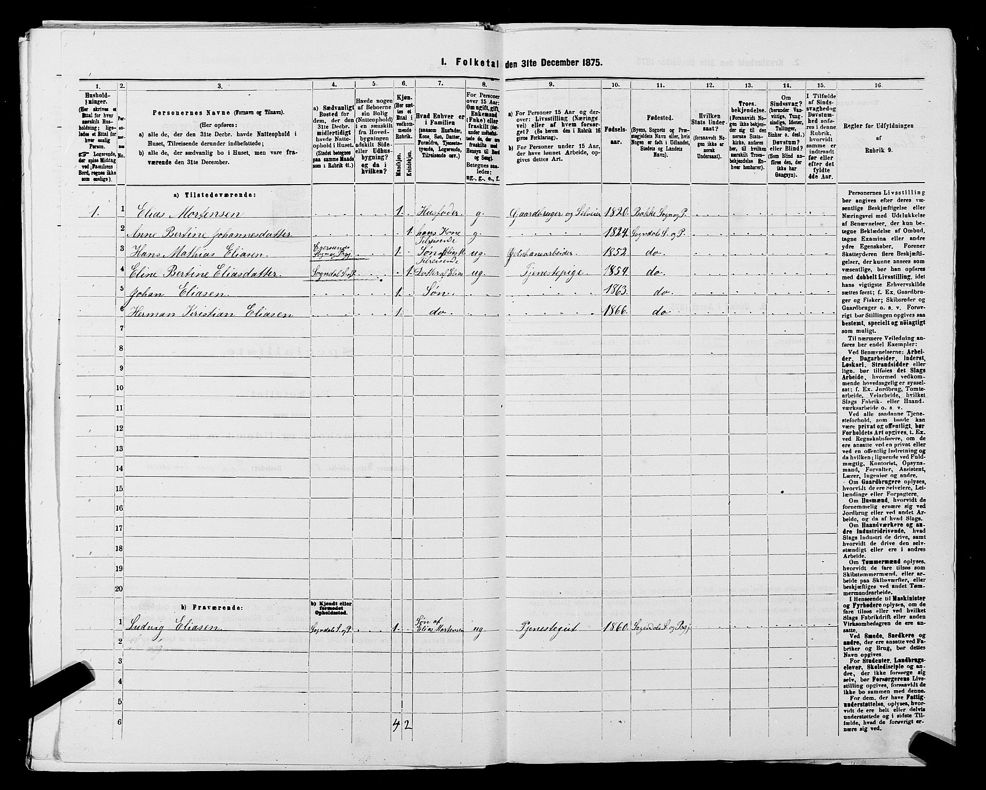 SAST, 1875 census for 1111L Sokndal/Sokndal, 1875, p. 99