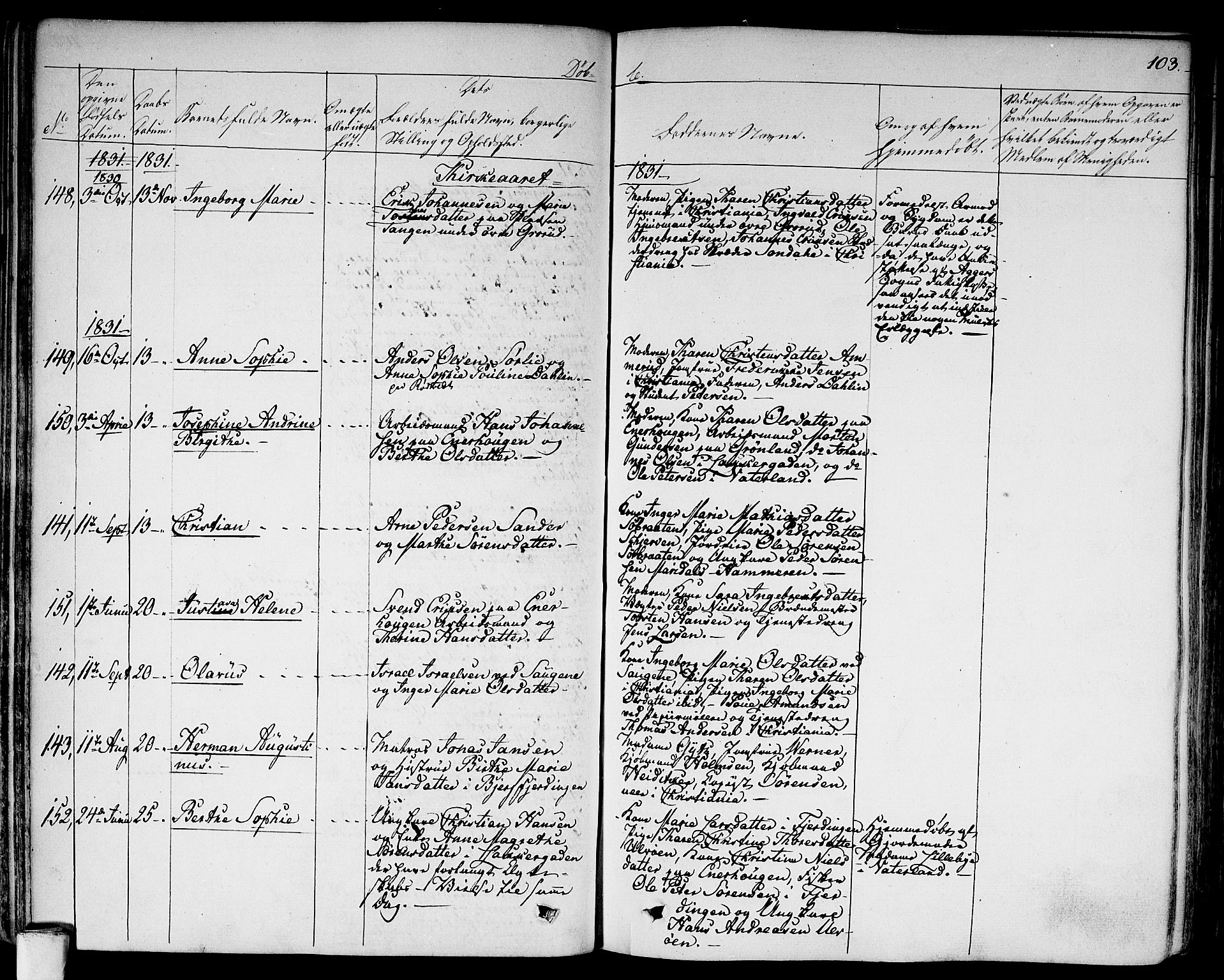 Aker prestekontor kirkebøker, SAO/A-10861/F/L0013: Parish register (official) no. 13, 1828-1837, p. 103