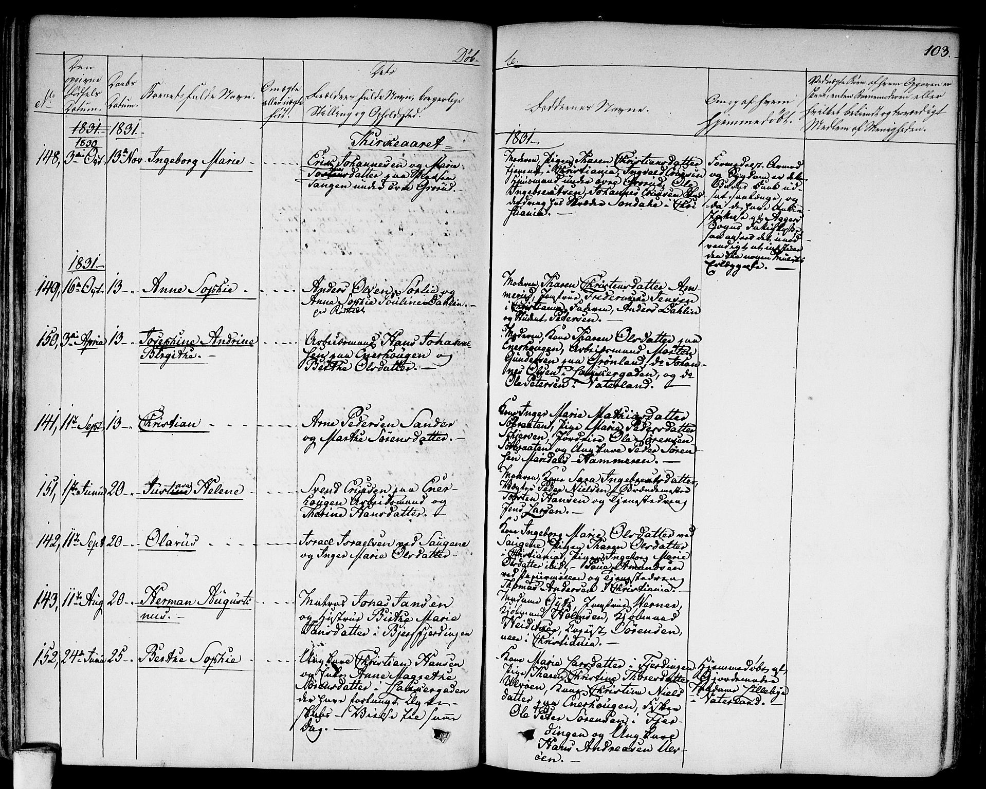 Aker prestekontor kirkebøker, AV/SAO-A-10861/F/L0013: Parish register (official) no. 13, 1828-1837, p. 103