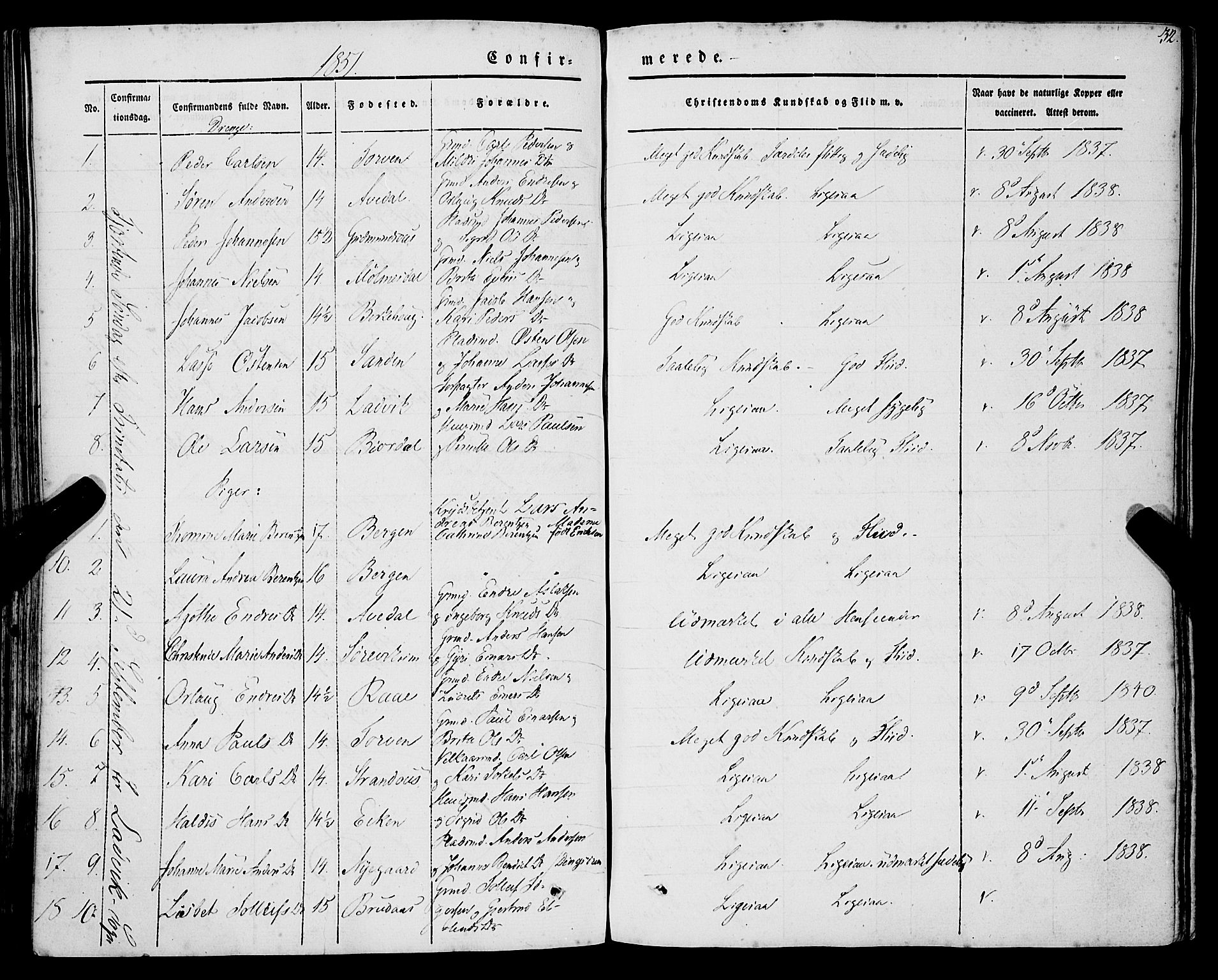 Lavik sokneprestembete, AV/SAB-A-80901: Parish register (official) no. A 3, 1843-1863, p. 32