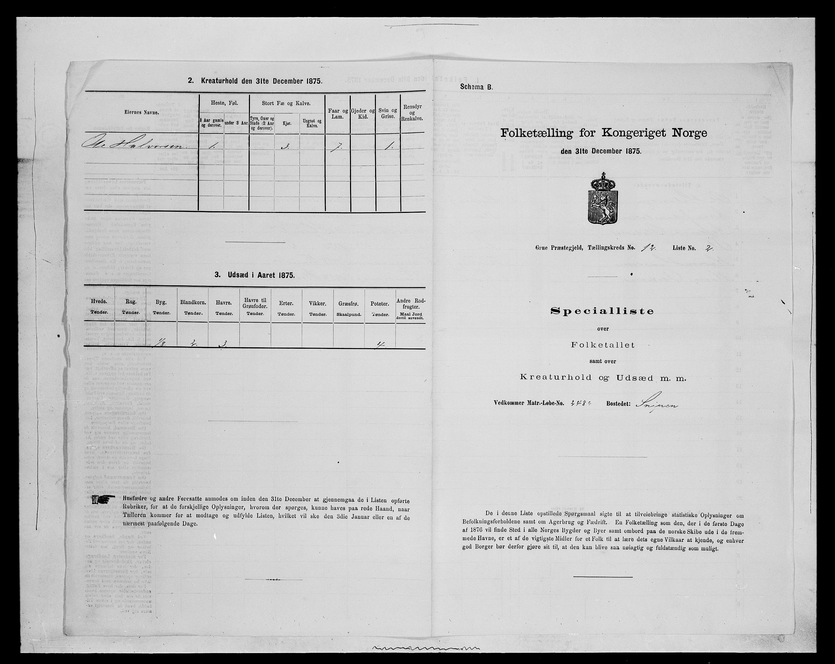 SAH, 1875 census for 0423P Grue, 1875, p. 2083