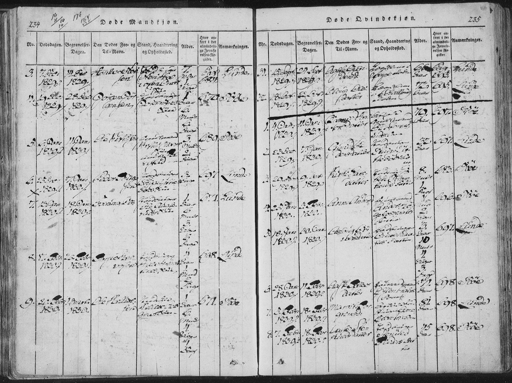 Bø kirkebøker, SAKO/A-257/F/Fa/L0006: Parish register (official) no. 6, 1815-1831, p. 234-235