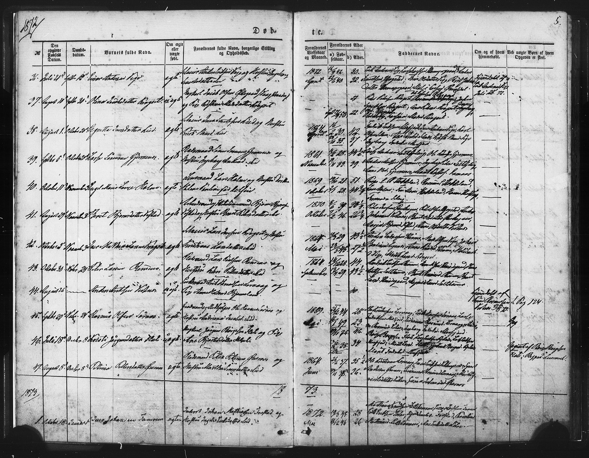 Ministerialprotokoller, klokkerbøker og fødselsregistre - Møre og Romsdal, AV/SAT-A-1454/539/L0530: Parish register (official) no. 539A03, 1872-1886, p. 5