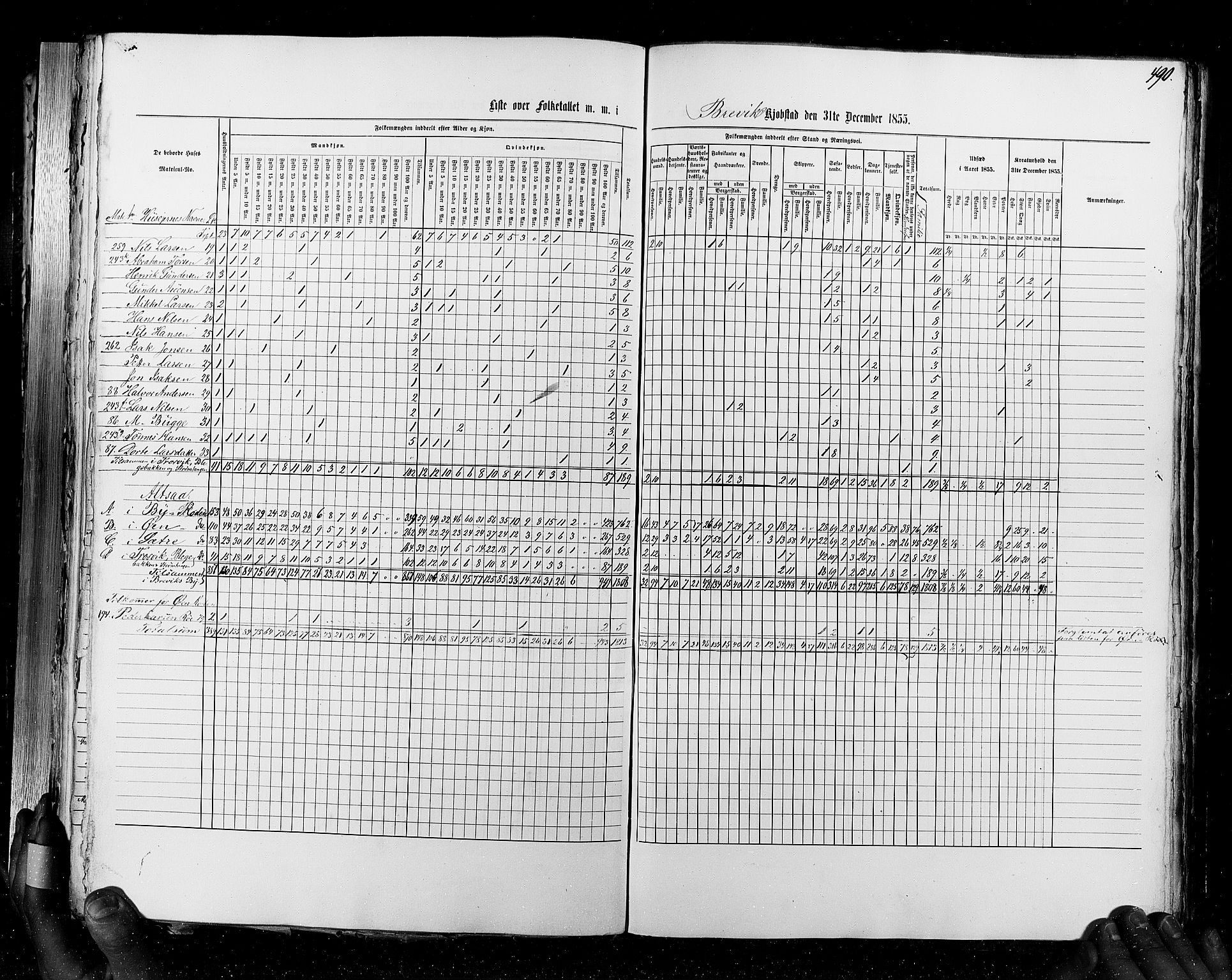 RA, Census 1855, vol. 7: Fredrikshald-Kragerø, 1855, p. 490