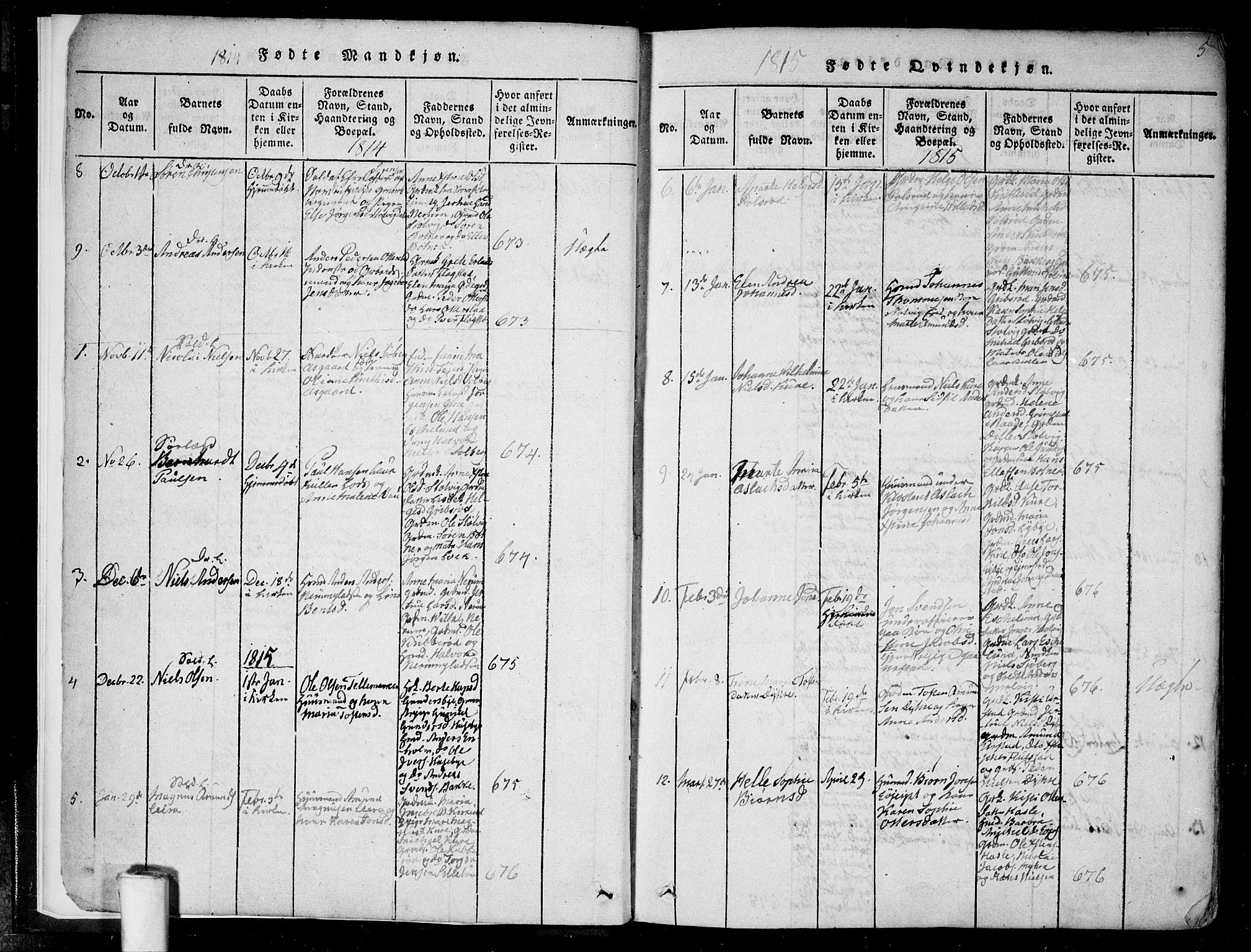 Rygge prestekontor Kirkebøker, SAO/A-10084b/F/Fa/L0003: Parish register (official) no. 3, 1814-1836, p. 4-5