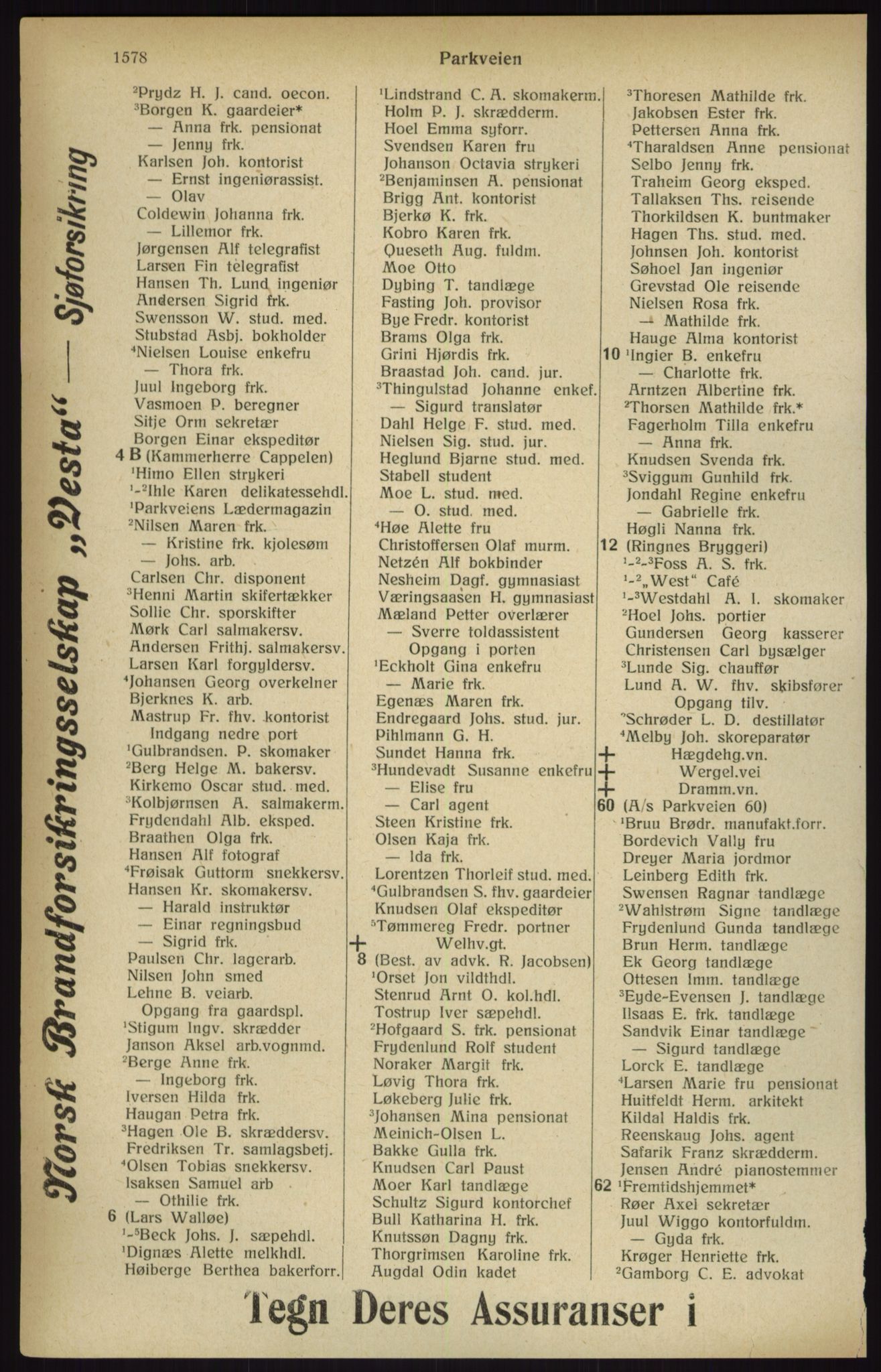 Kristiania/Oslo adressebok, PUBL/-, 1916, p. 1578