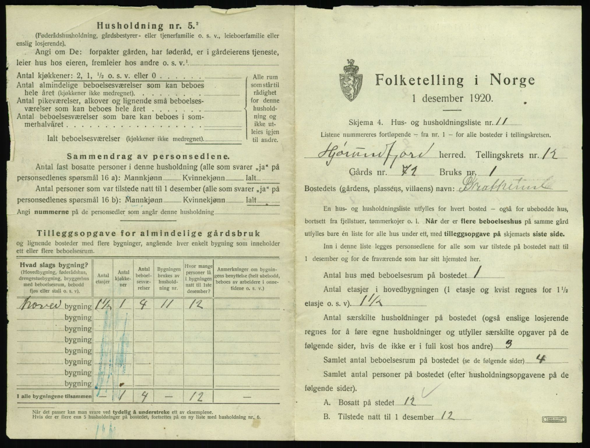 SAT, 1920 census for Hjørundfjord, 1920, p. 627