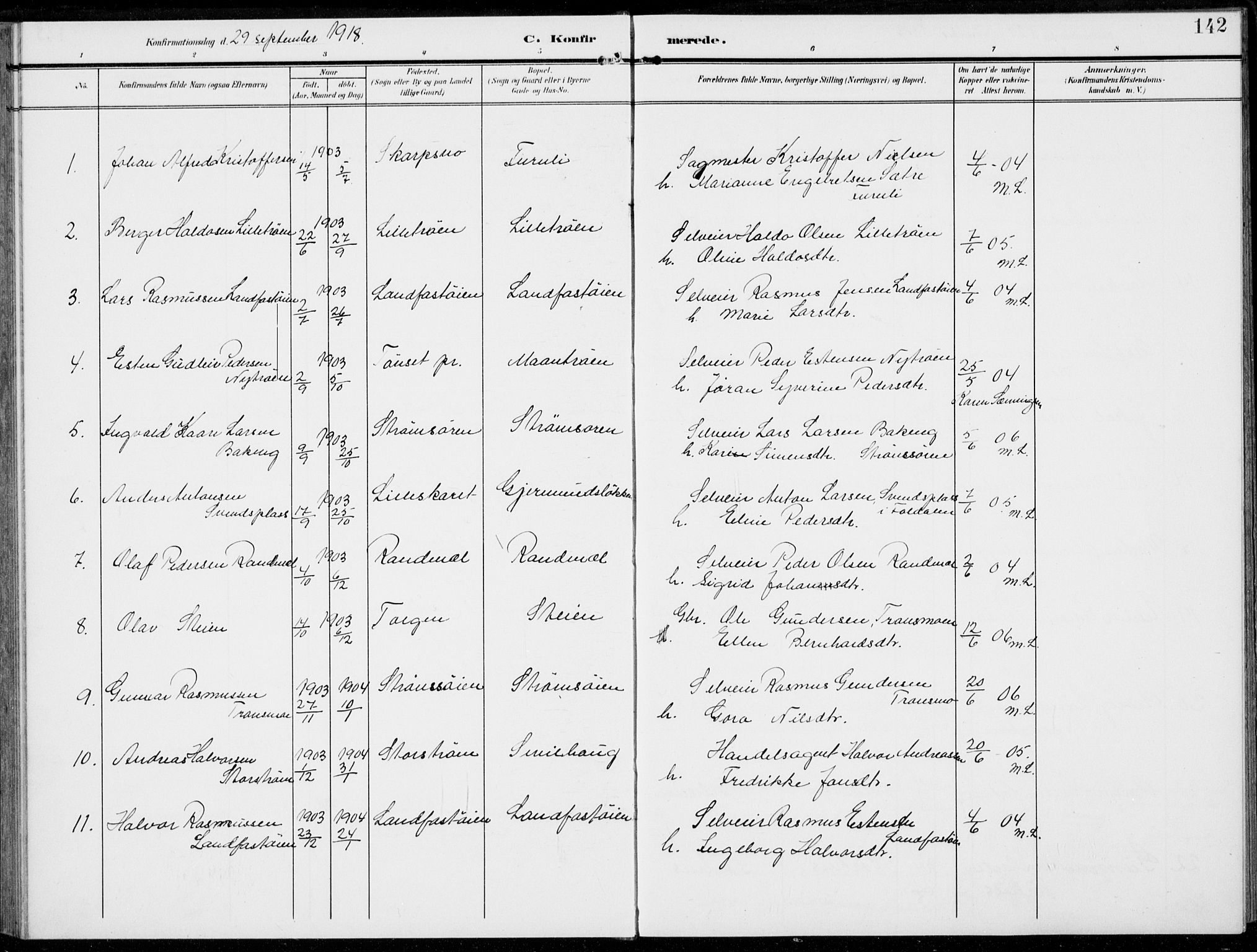 Alvdal prestekontor, SAH/PREST-060/H/Ha/Haa/L0004: Parish register (official) no. 4, 1907-1919, p. 142