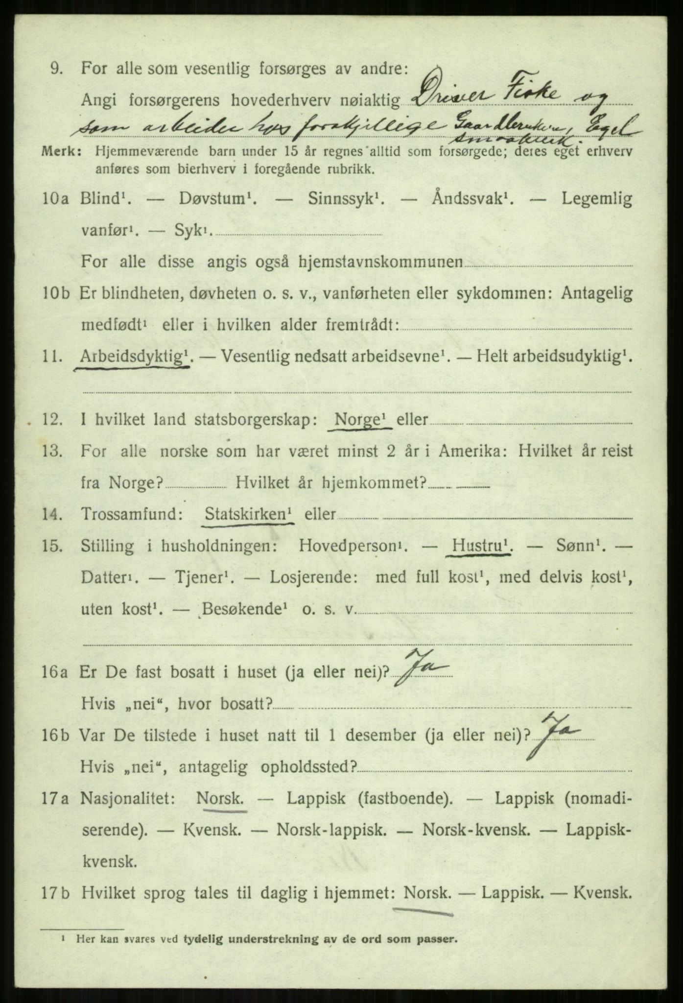 SATØ, 1920 census for Lavangen, 1920, p. 3390