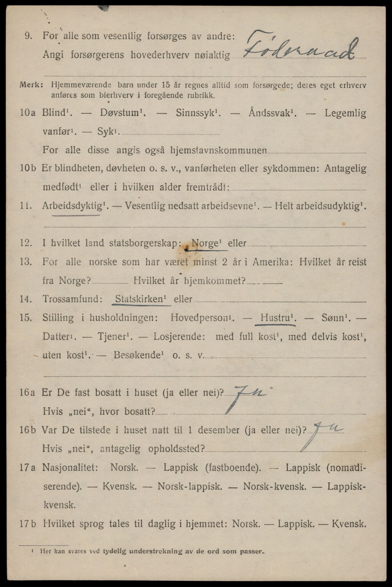 SAT, 1920 census for Dverberg, 1920, p. 10991