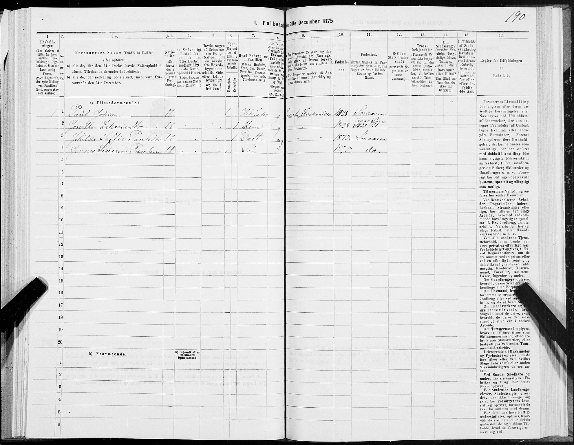 SAT, 1875 census for 1736P Snåsa, 1875, p. 1190