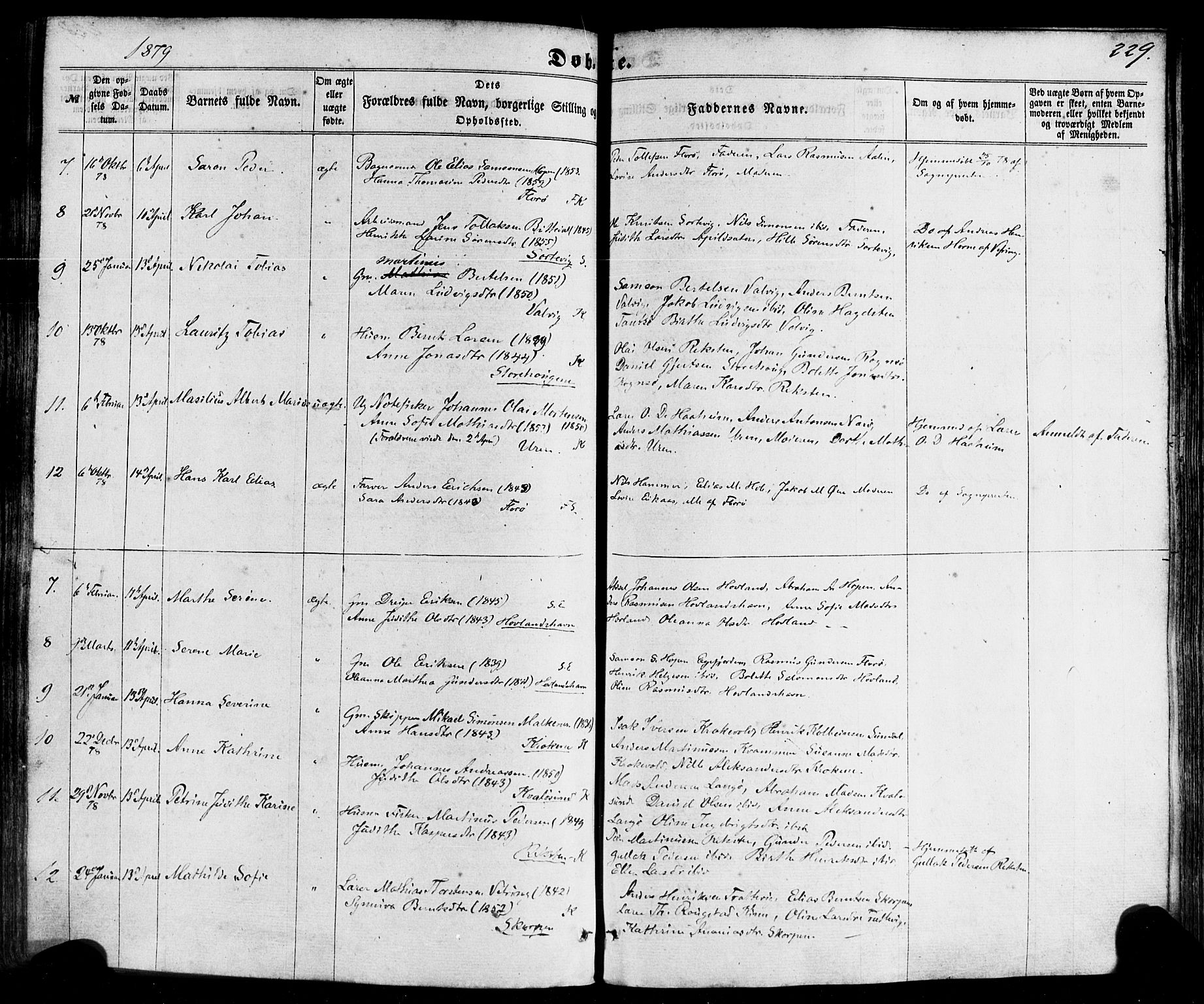 Kinn sokneprestembete, SAB/A-80801/H/Haa/Haaa/L0006: Parish register (official) no. A 6, 1857-1885, p. 229