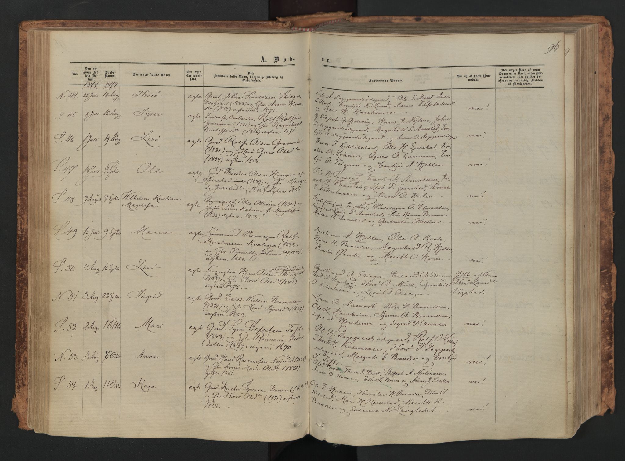 Skjåk prestekontor, AV/SAH-PREST-072/H/Ha/Haa/L0001: Parish register (official) no. 1, 1863-1879, p. 96