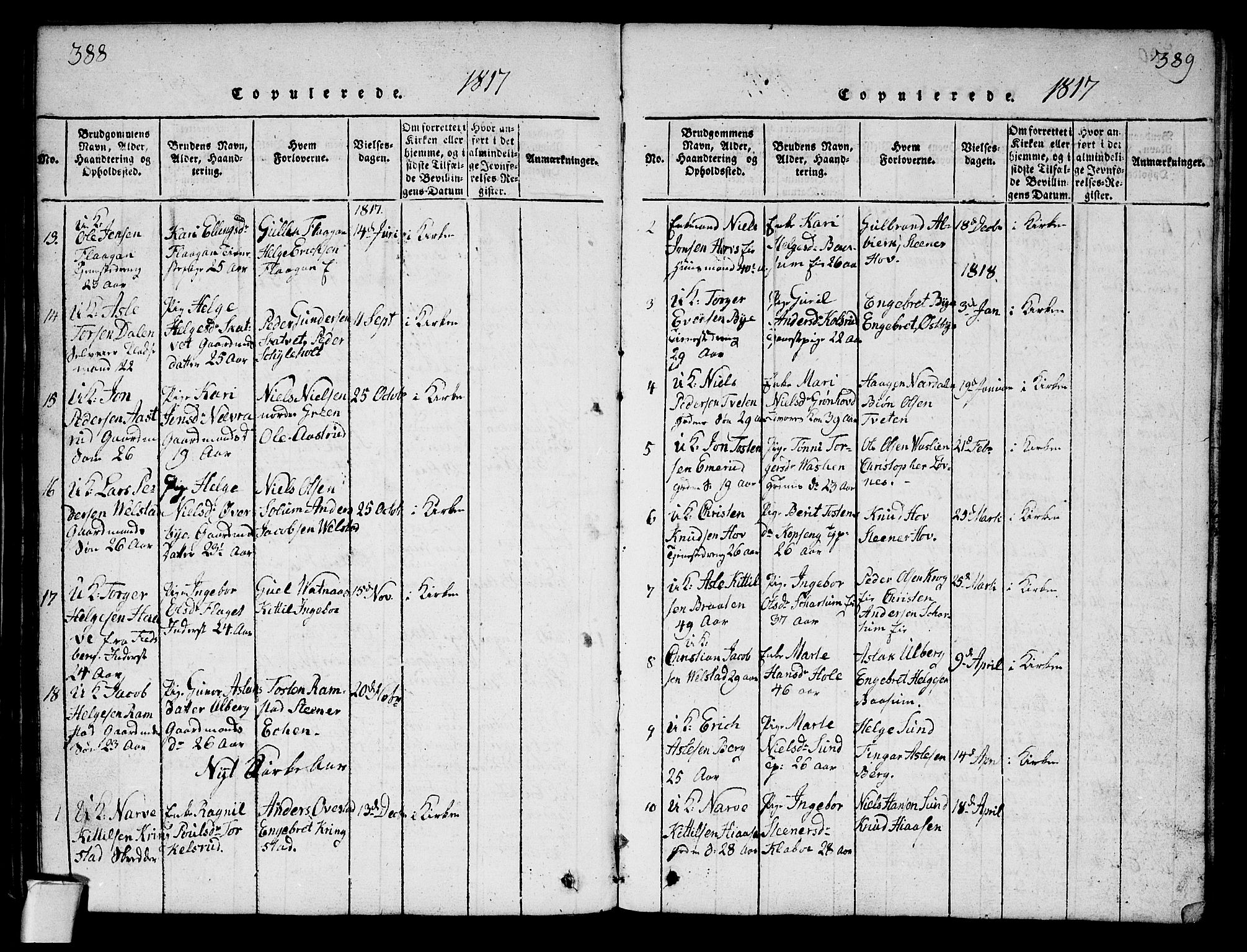 Sigdal kirkebøker, AV/SAKO-A-245/G/Ga/L0001: Parish register (copy) no. I 1 /1, 1816-1835, p. 388-389