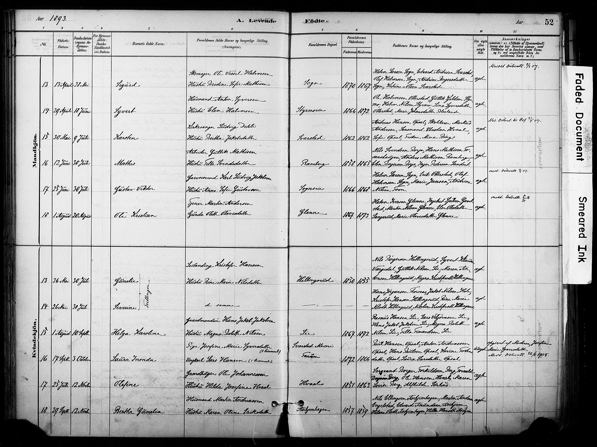 Lardal kirkebøker, AV/SAKO-A-350/F/Fb/L0001: Parish register (official) no. II 1, 1881-1911, p. 52