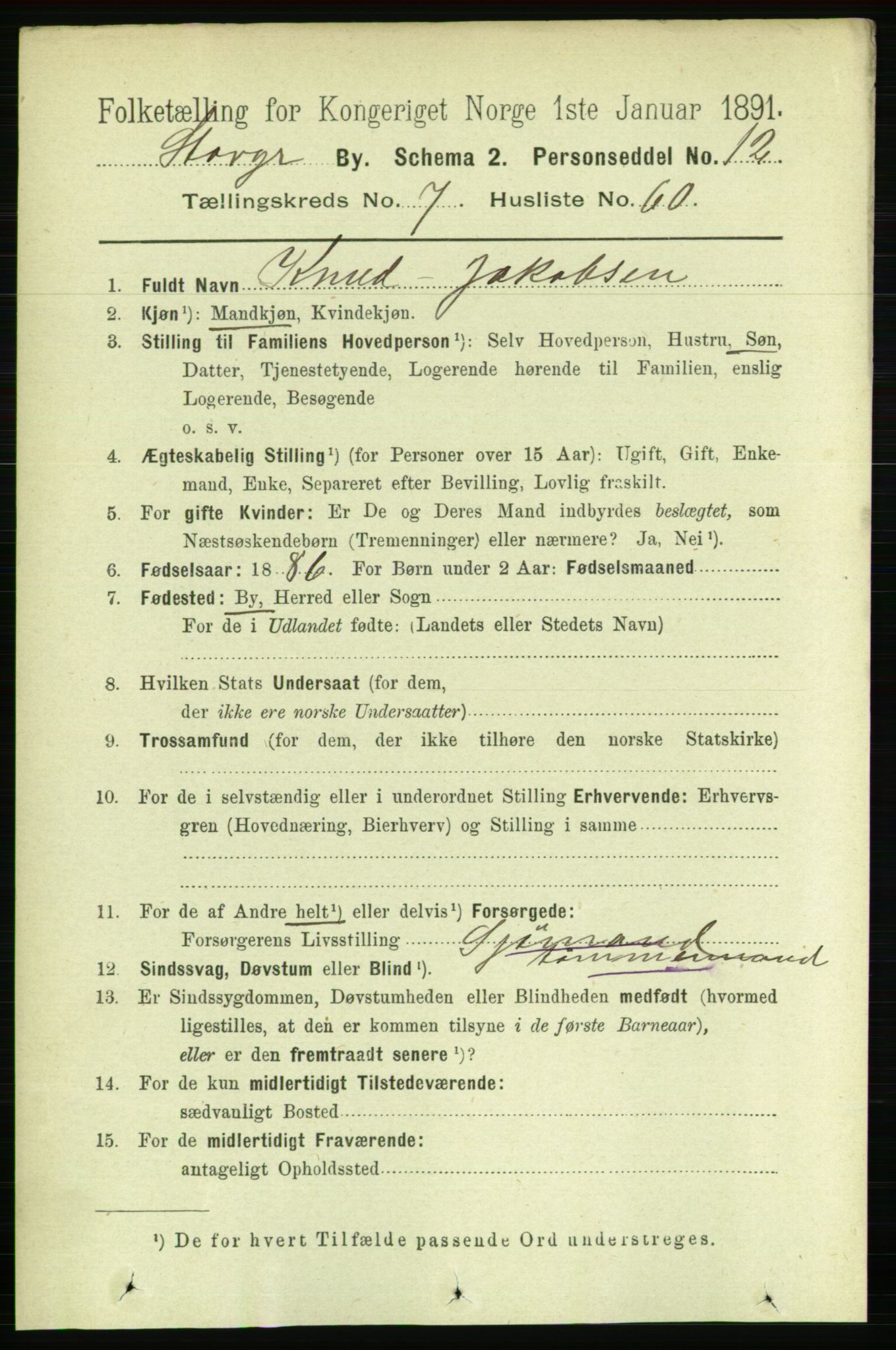 RA, 1891 census for 1103 Stavanger, 1891, p. 11578