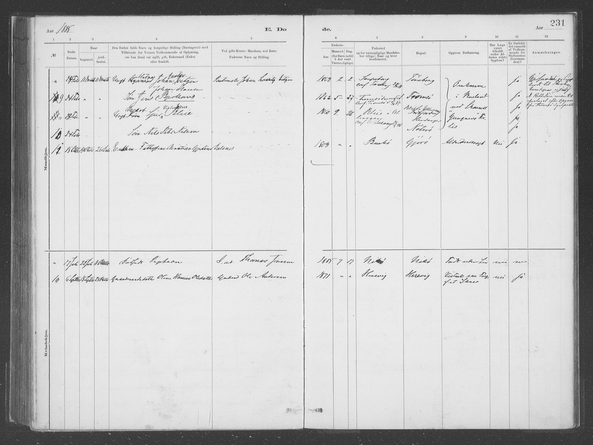 Askvoll sokneprestembete, SAB/A-79501/H/Haa/Haac/L0001: Parish register (official) no. C  1, 1879-1922, p. 231