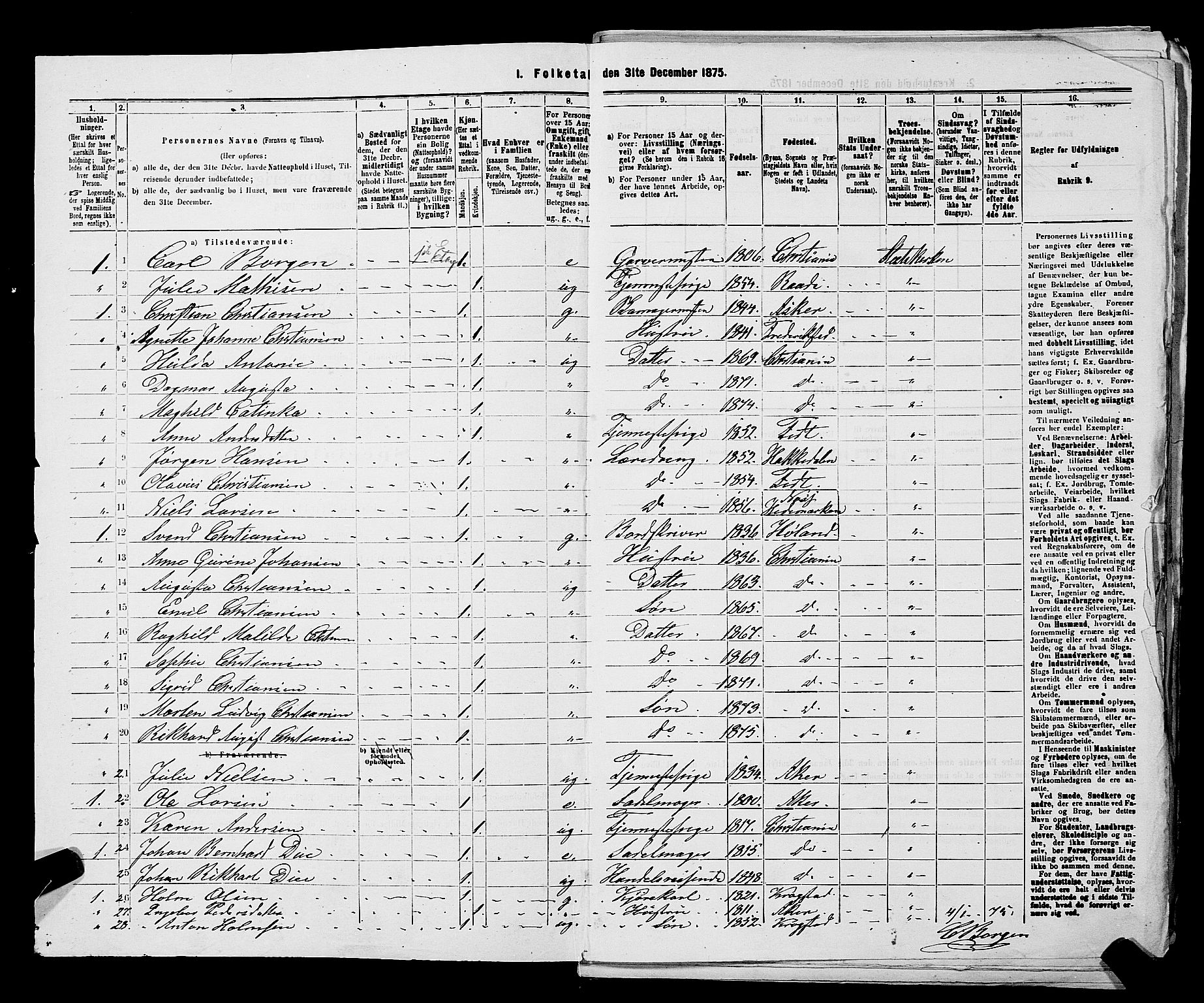 RA, 1875 census for 0301 Kristiania, 1875, p. 2000