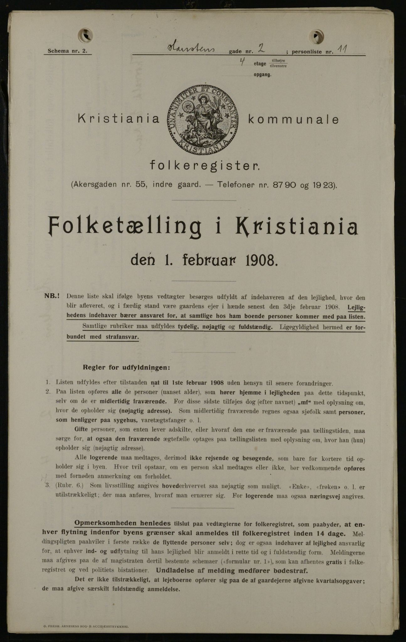 OBA, Municipal Census 1908 for Kristiania, 1908, p. 31335