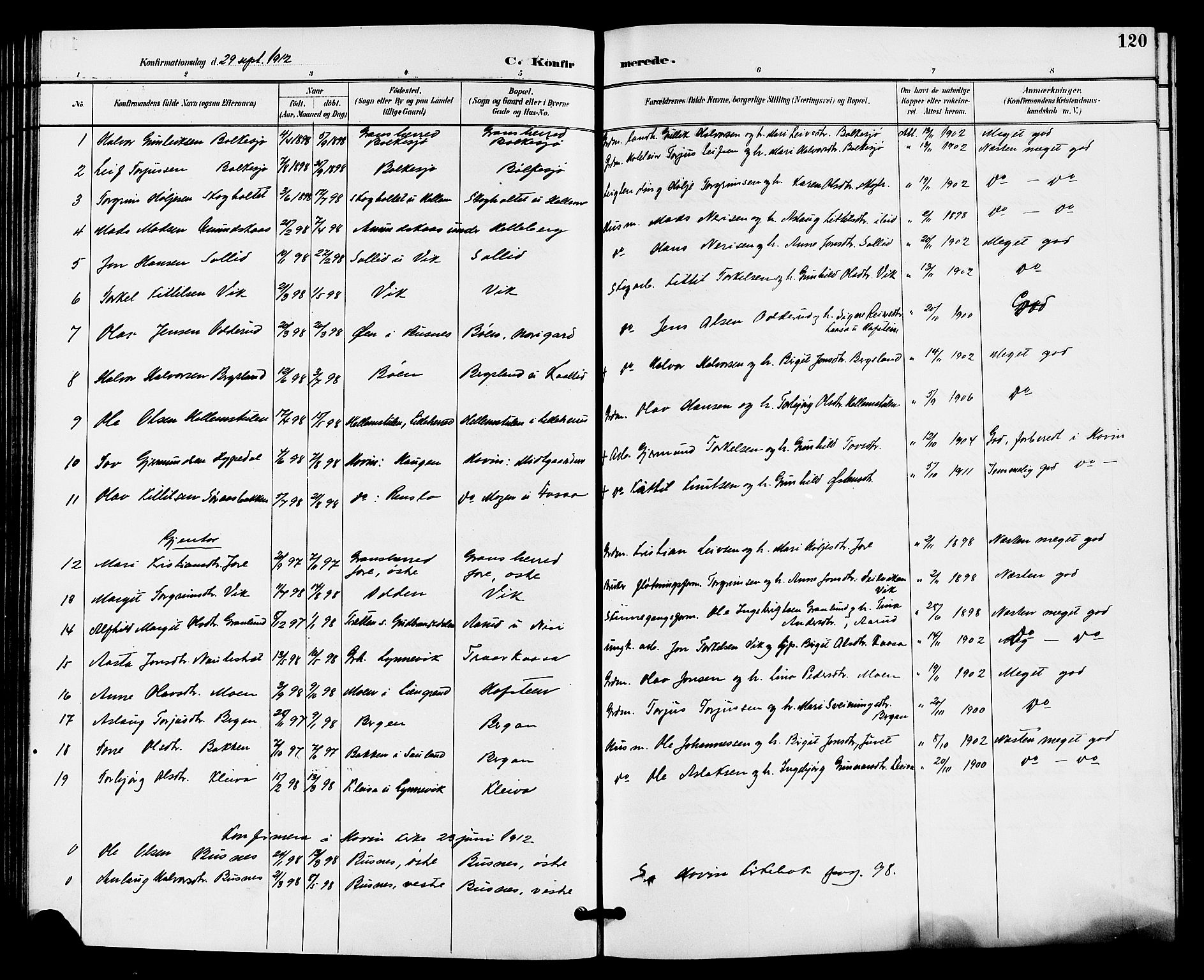 Gransherad kirkebøker, SAKO/A-267/G/Ga/L0003: Parish register (copy) no. I 3, 1887-1915, p. 120