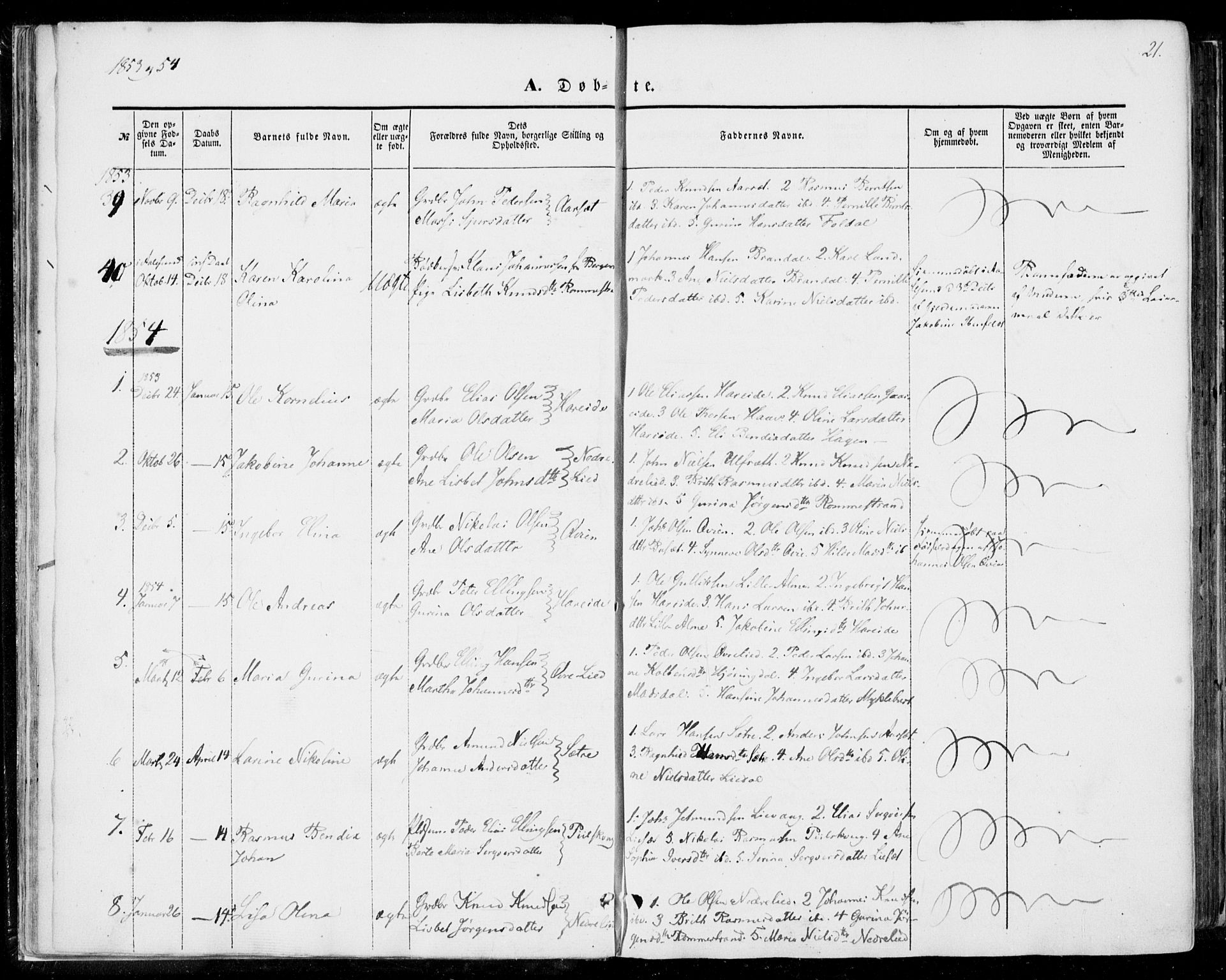 Ministerialprotokoller, klokkerbøker og fødselsregistre - Møre og Romsdal, SAT/A-1454/510/L0121: Parish register (official) no. 510A01, 1848-1877, p. 21