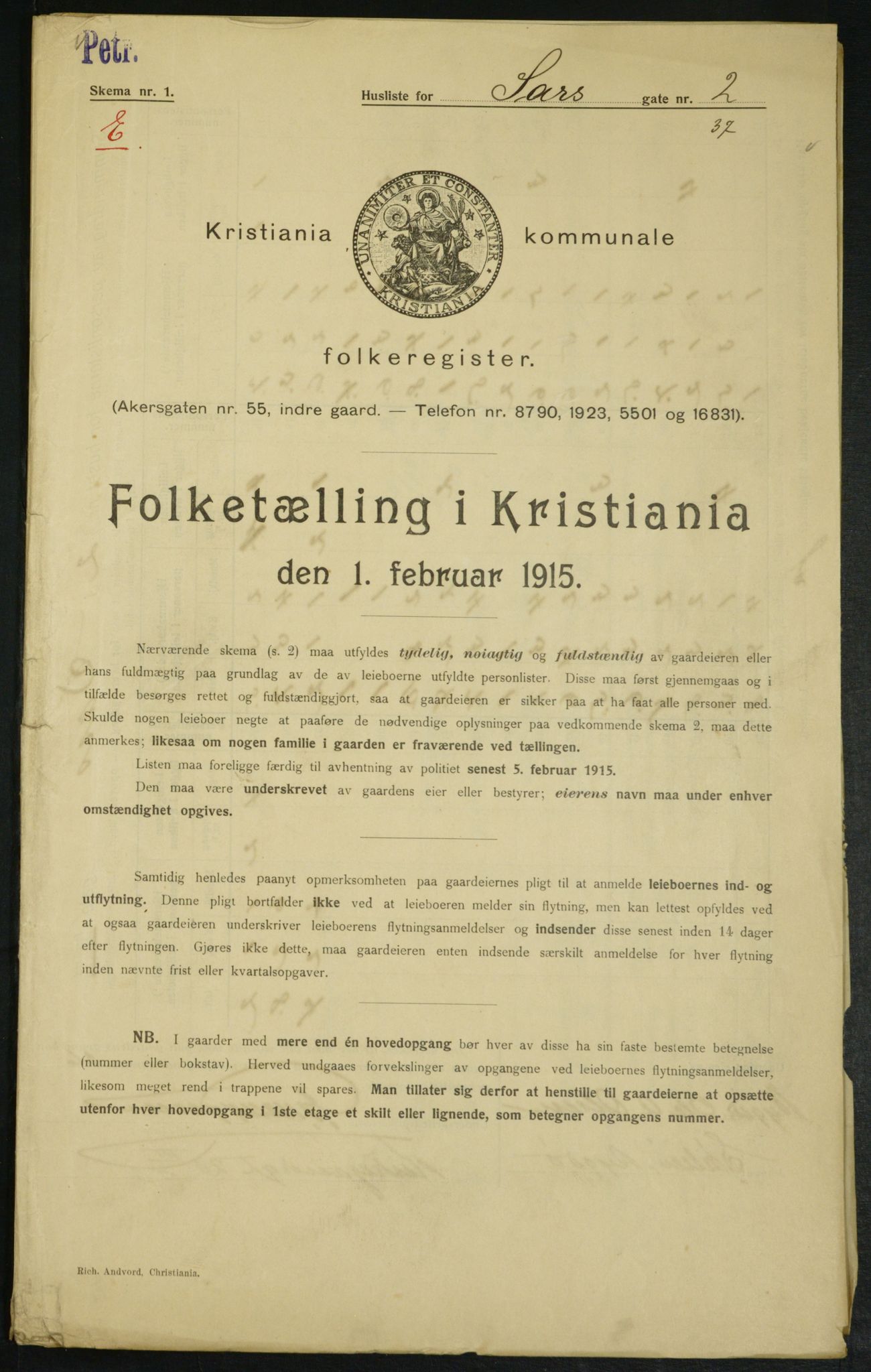 OBA, Municipal Census 1915 for Kristiania, 1915, p. 88838