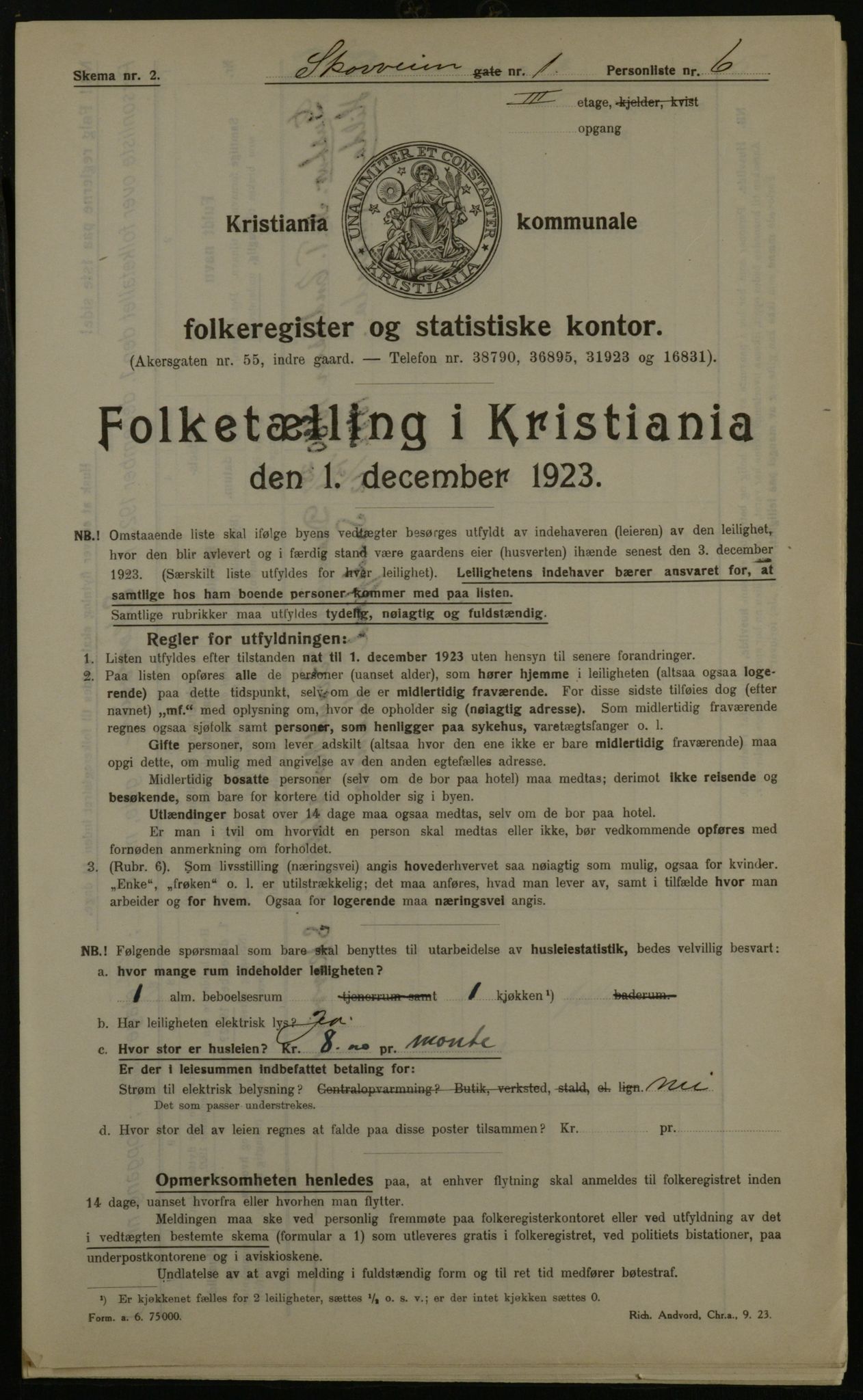 OBA, Municipal Census 1923 for Kristiania, 1923, p. 106468