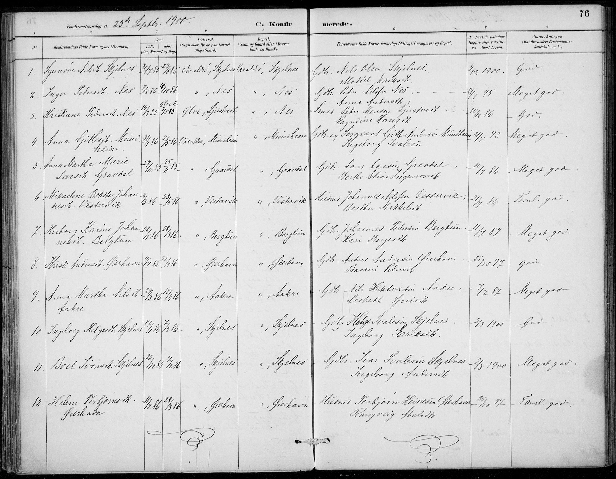 Strandebarm sokneprestembete, SAB/A-78401/H/Haa: Parish register (official) no. D  1, 1886-1912, p. 76