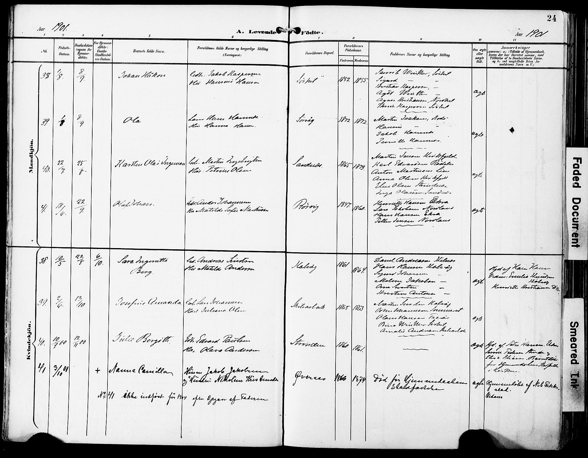 Ministerialprotokoller, klokkerbøker og fødselsregistre - Nordland, AV/SAT-A-1459/859/L0848: Parish register (official) no. 859A08, 1900-1912, p. 24