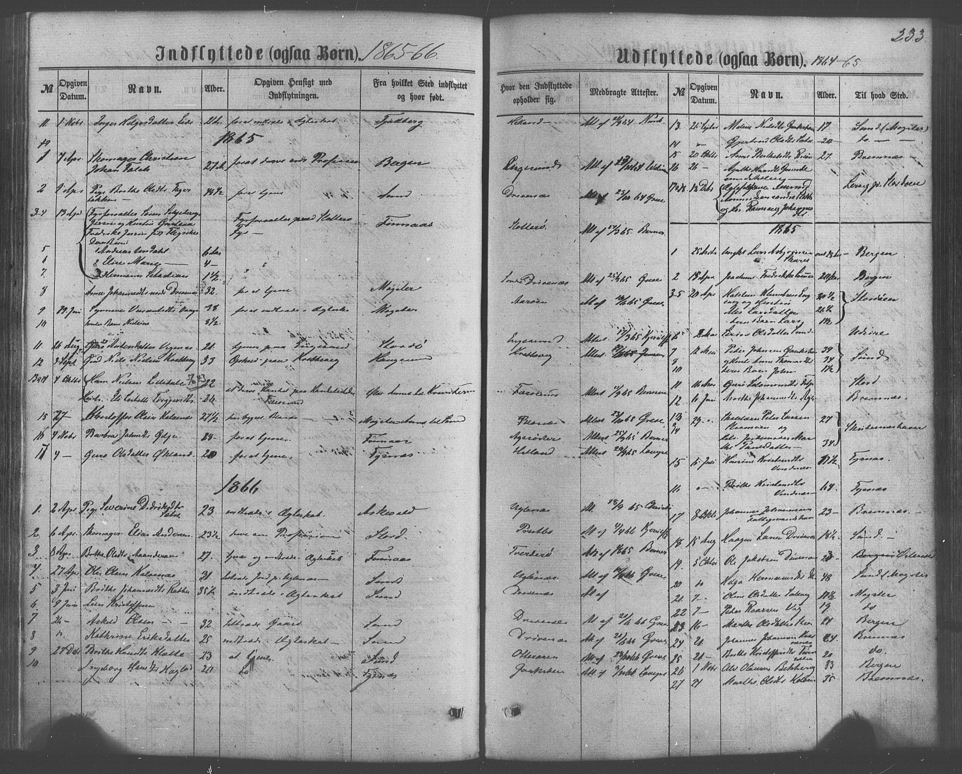 Fitjar sokneprestembete, AV/SAB-A-99926: Parish register (official) no. A 1, 1862-1881, p. 233