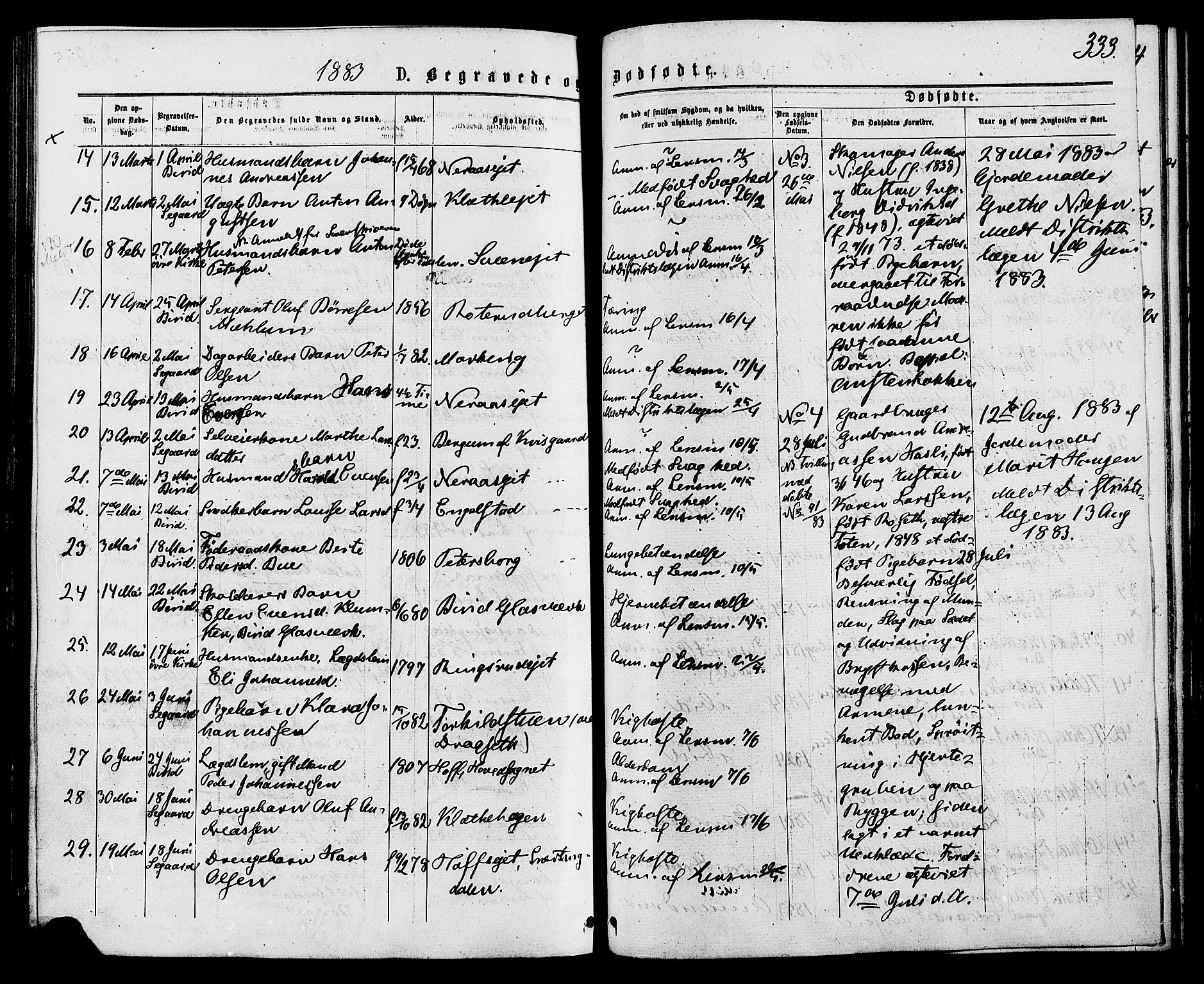 Biri prestekontor, AV/SAH-PREST-096/H/Ha/Haa/L0006: Parish register (official) no. 6, 1877-1886, p. 333