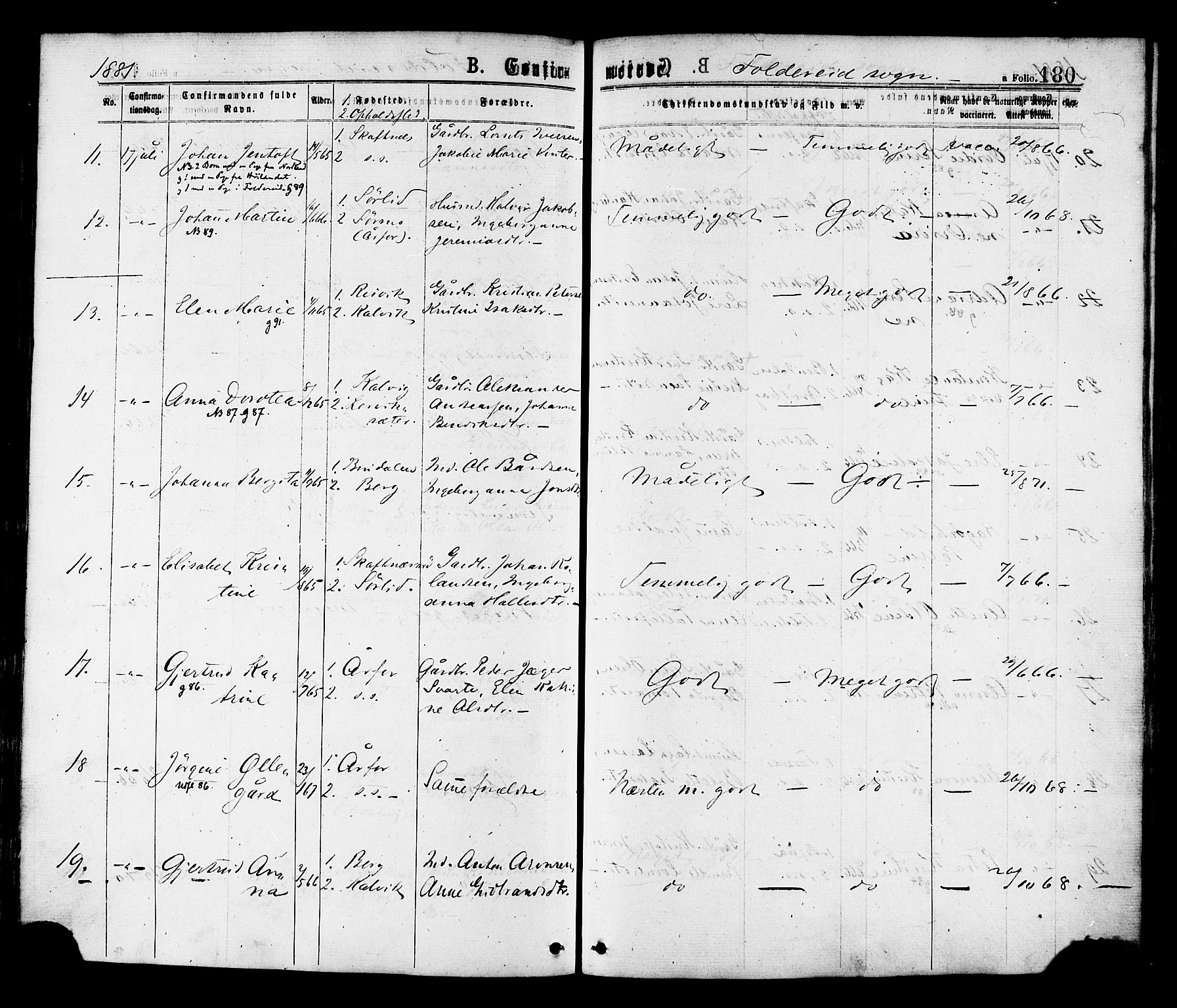 Ministerialprotokoller, klokkerbøker og fødselsregistre - Nord-Trøndelag, SAT/A-1458/780/L0642: Parish register (official) no. 780A07 /2, 1878-1885, p. 180