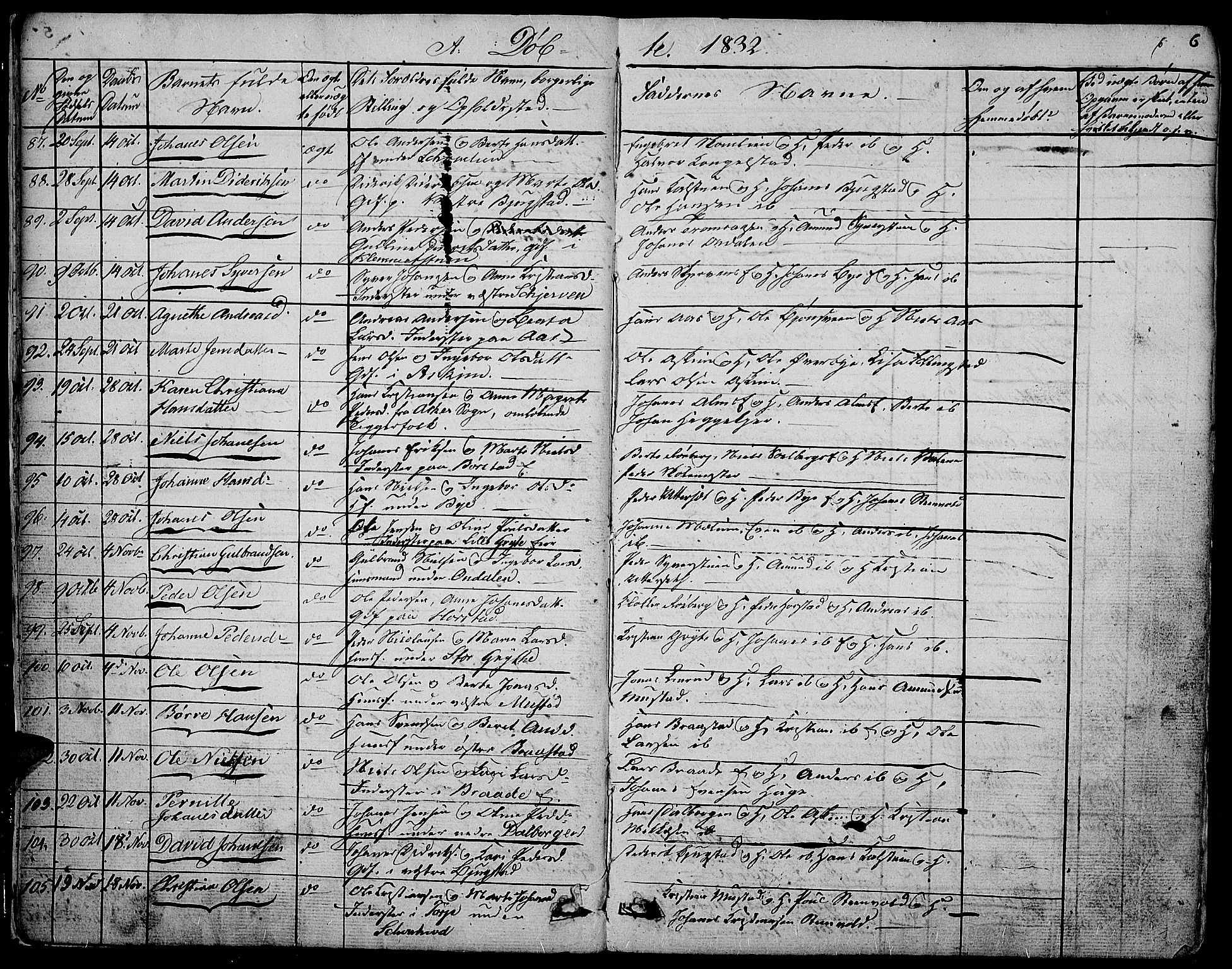 Vardal prestekontor, SAH/PREST-100/H/Ha/Hab/L0004: Parish register (copy) no. 4, 1831-1853, p. 6