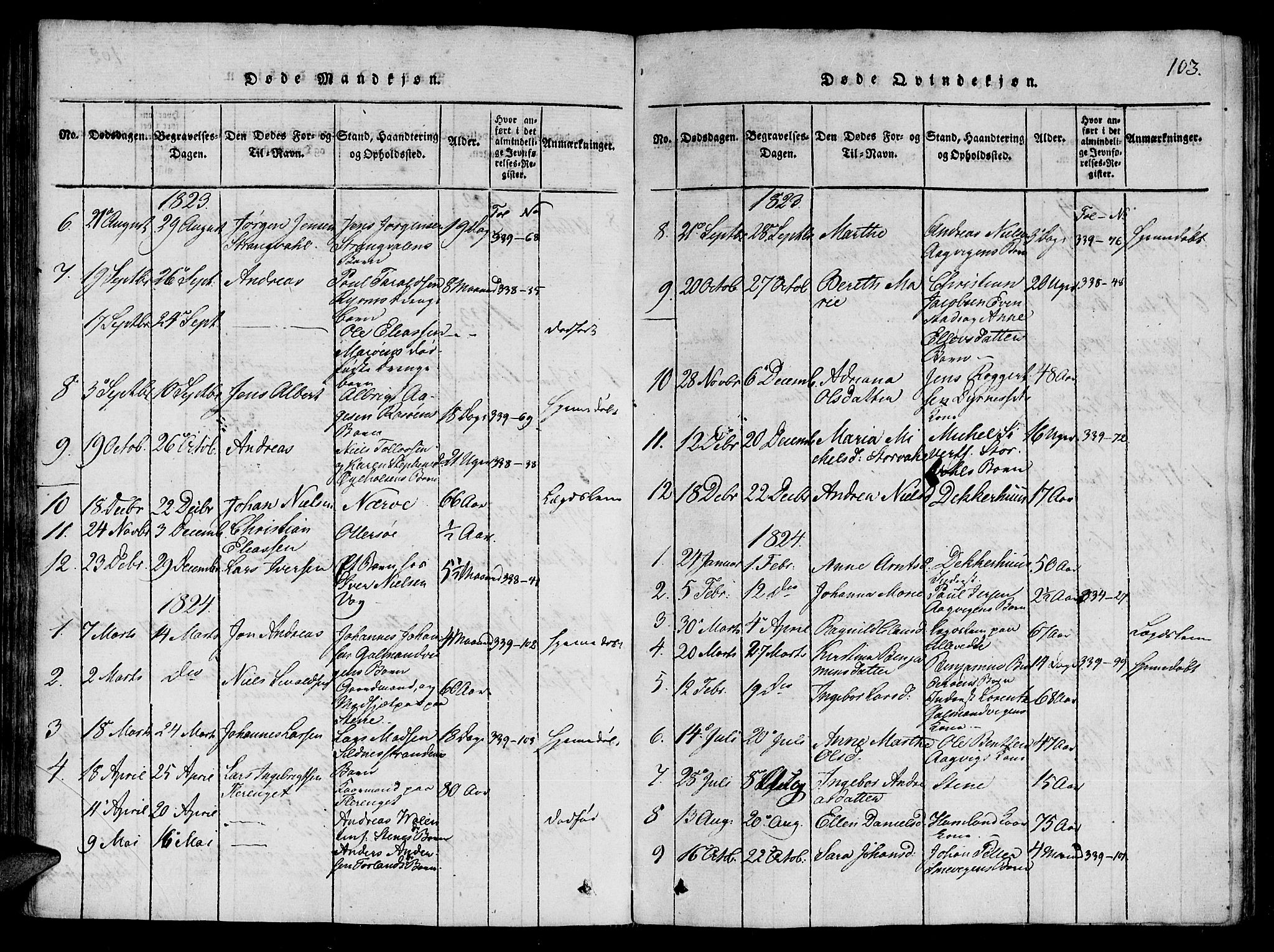 Ministerialprotokoller, klokkerbøker og fødselsregistre - Nord-Trøndelag, SAT/A-1458/784/L0667: Parish register (official) no. 784A03 /1, 1816-1829, p. 103