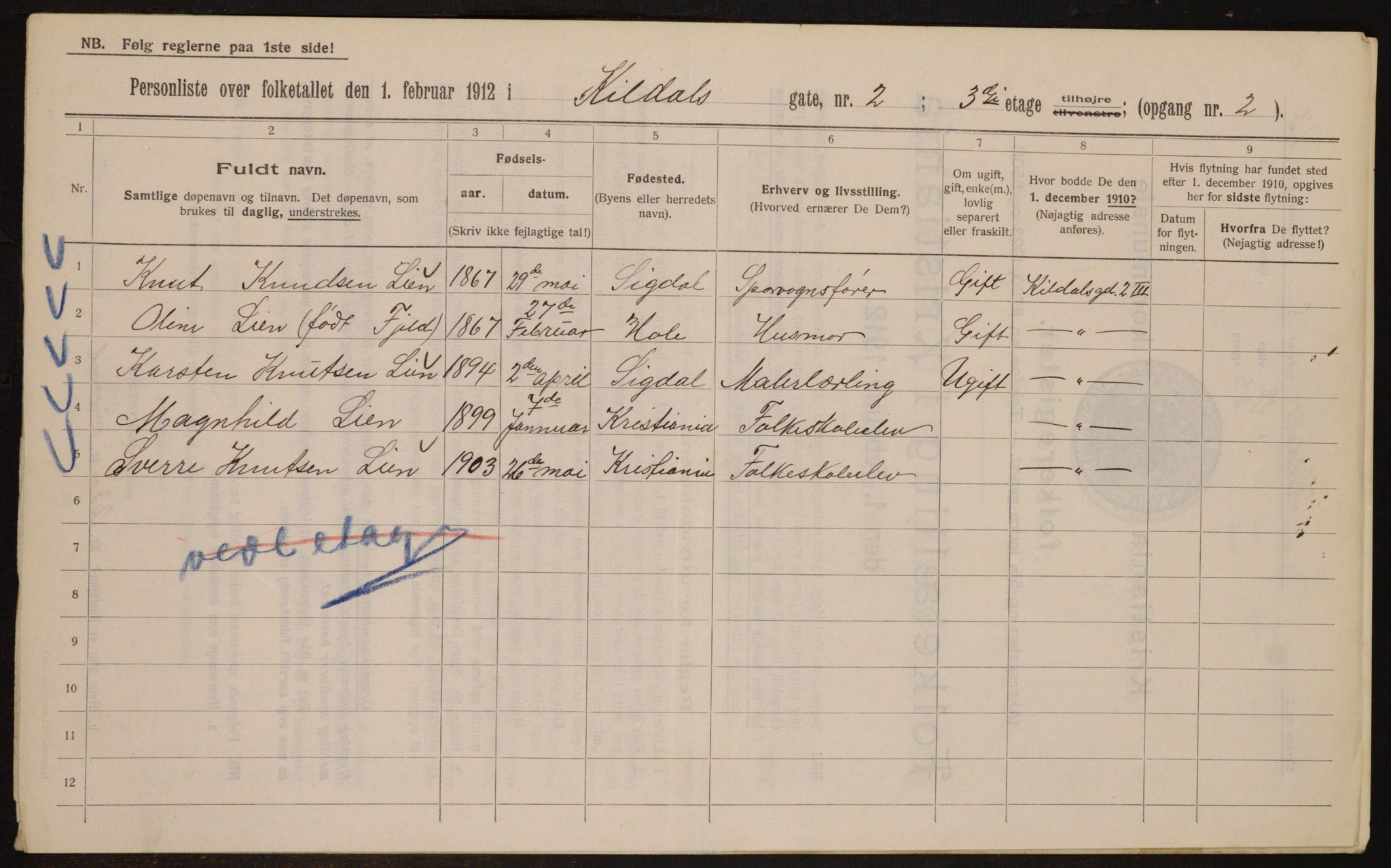 OBA, Municipal Census 1912 for Kristiania, 1912, p. 49761