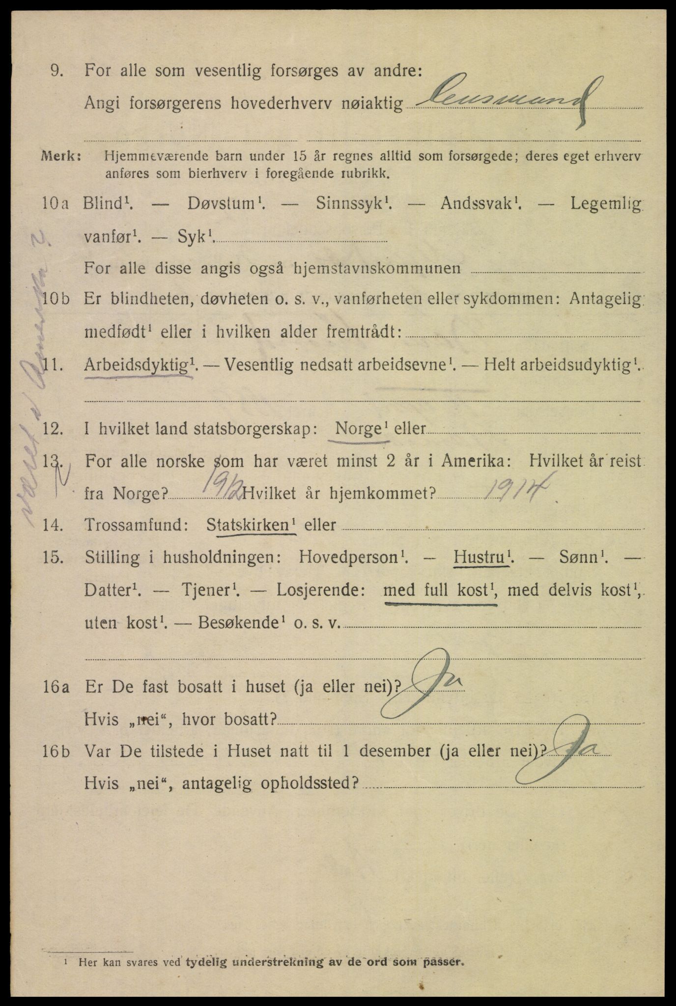 SAK, 1920 census for Mandal, 1920, p. 9126