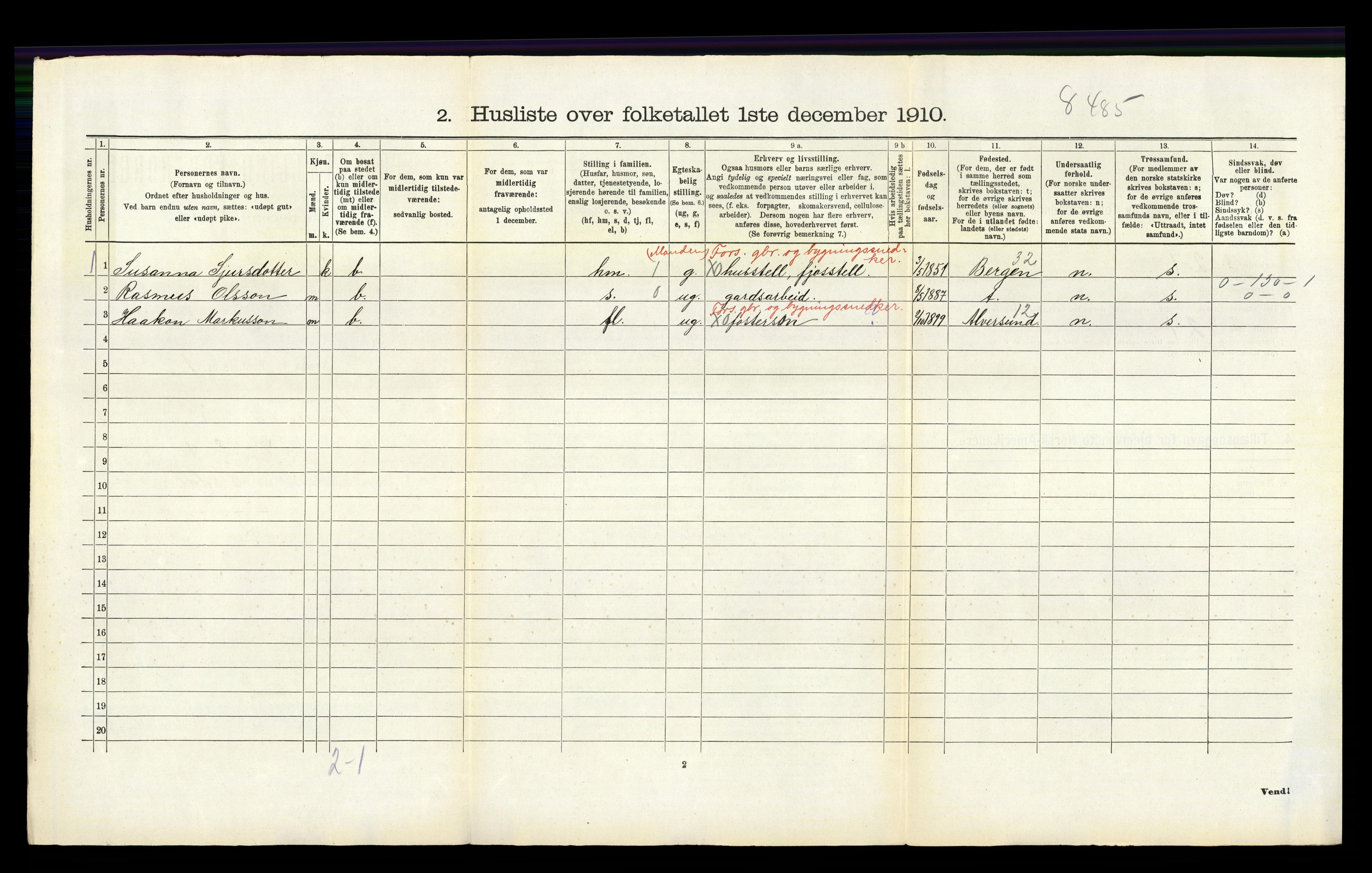 RA, 1910 census for Hamre, 1910, p. 75