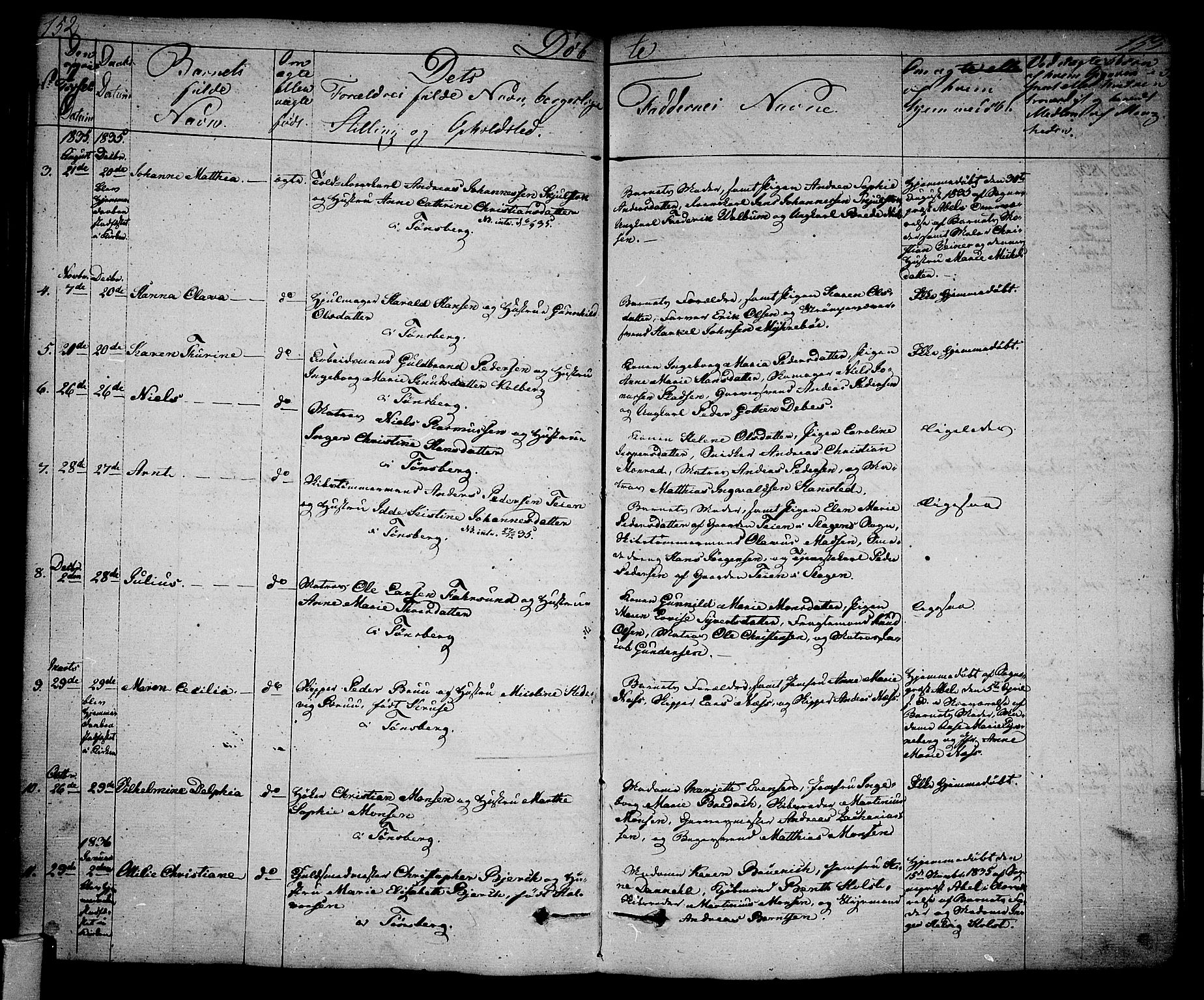 Tønsberg kirkebøker, AV/SAKO-A-330/F/Fa/L0005: Parish register (official) no. I 5, 1827-1836, p. 152-153