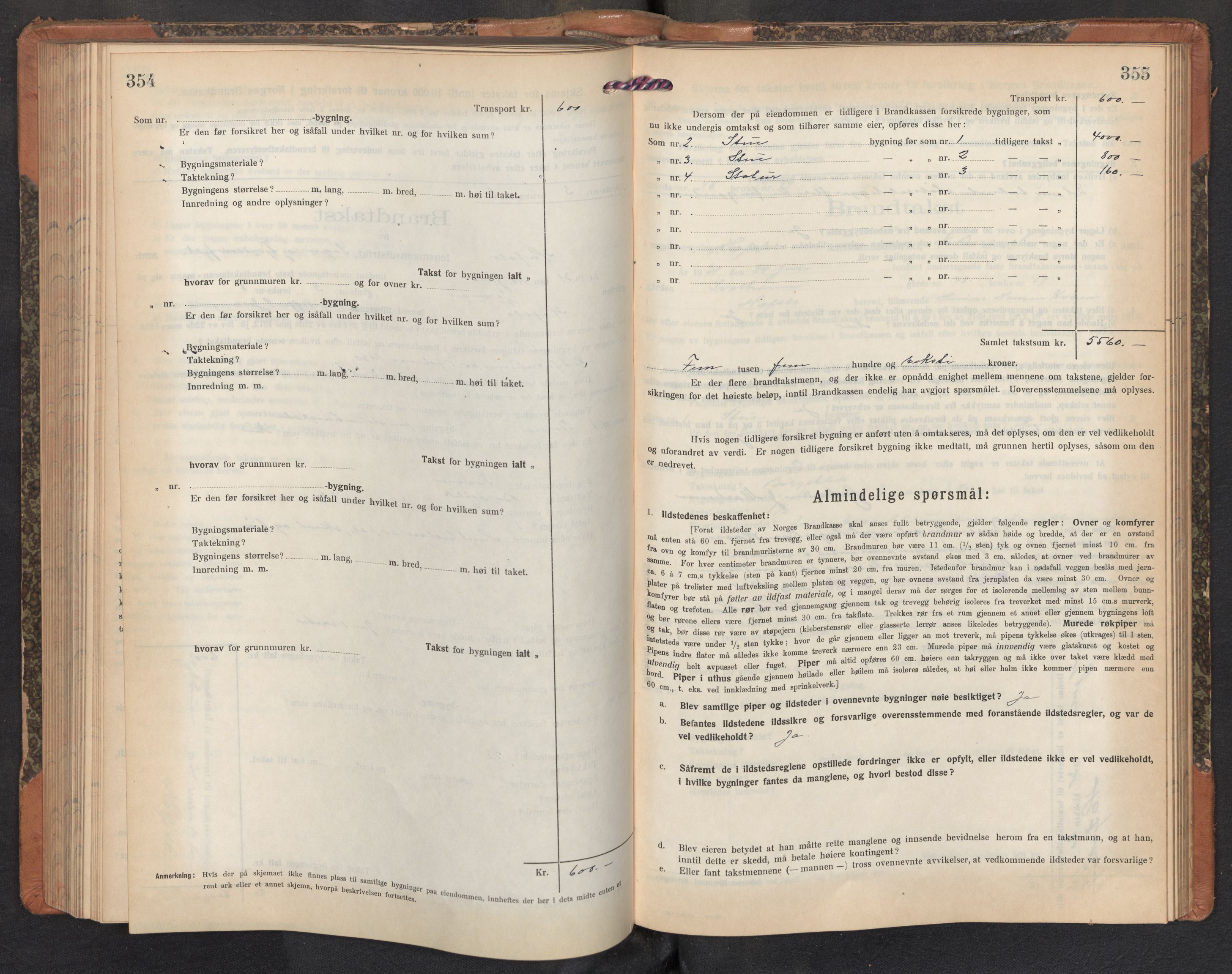 Lensmannen i Hafslo, AV/SAB-A-28001/0012/L0008: Branntakstprotokoll, skjematakst, 1922-1953, p. 354-355