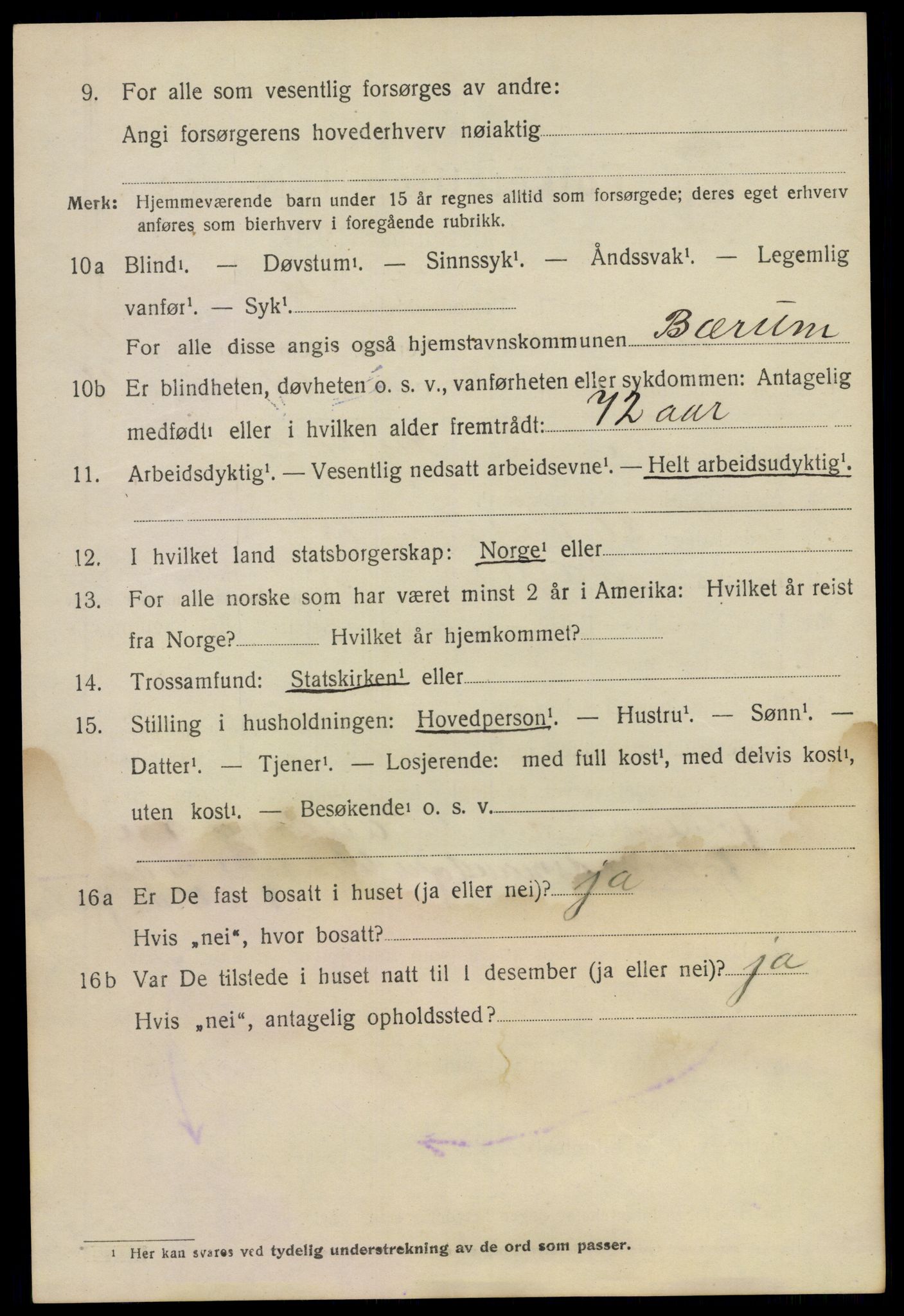 SAO, 1920 census for Bærum, 1920, p. 9007