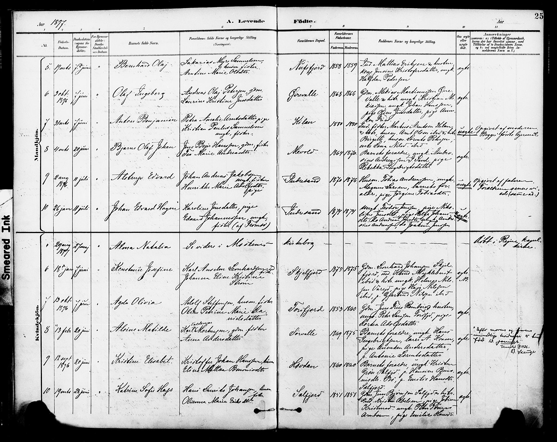 Ministerialprotokoller, klokkerbøker og fødselsregistre - Nordland, AV/SAT-A-1459/885/L1205: Parish register (official) no. 885A06, 1892-1905, p. 25