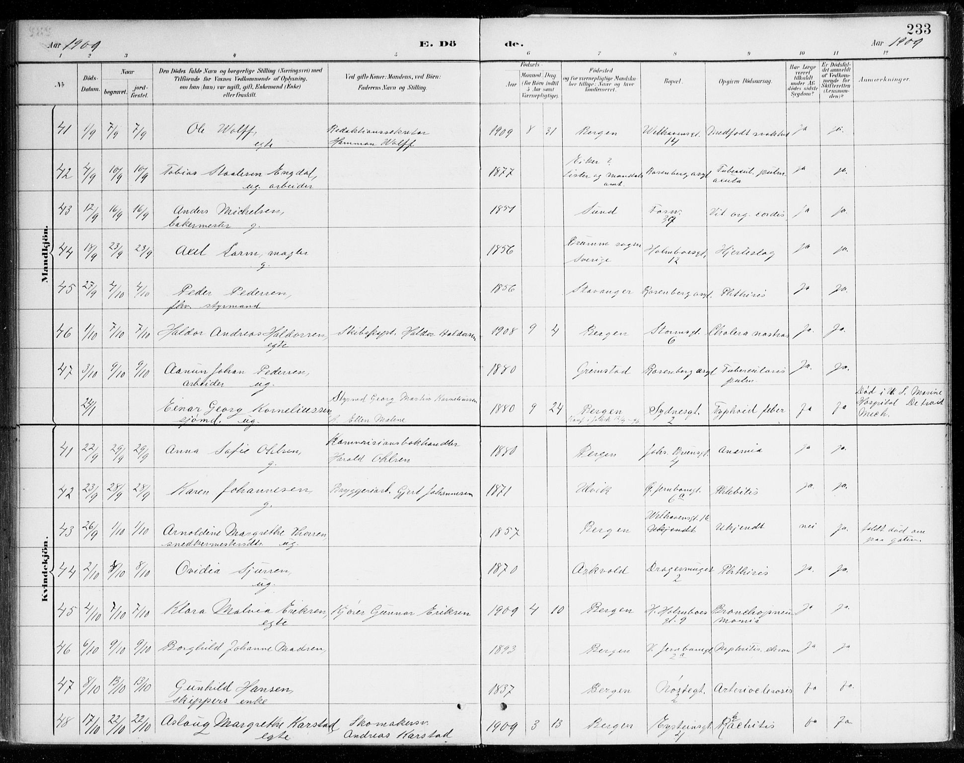 Johanneskirken sokneprestembete, AV/SAB-A-76001/H/Haa/L0019: Parish register (official) no. E 1, 1885-1915, p. 233